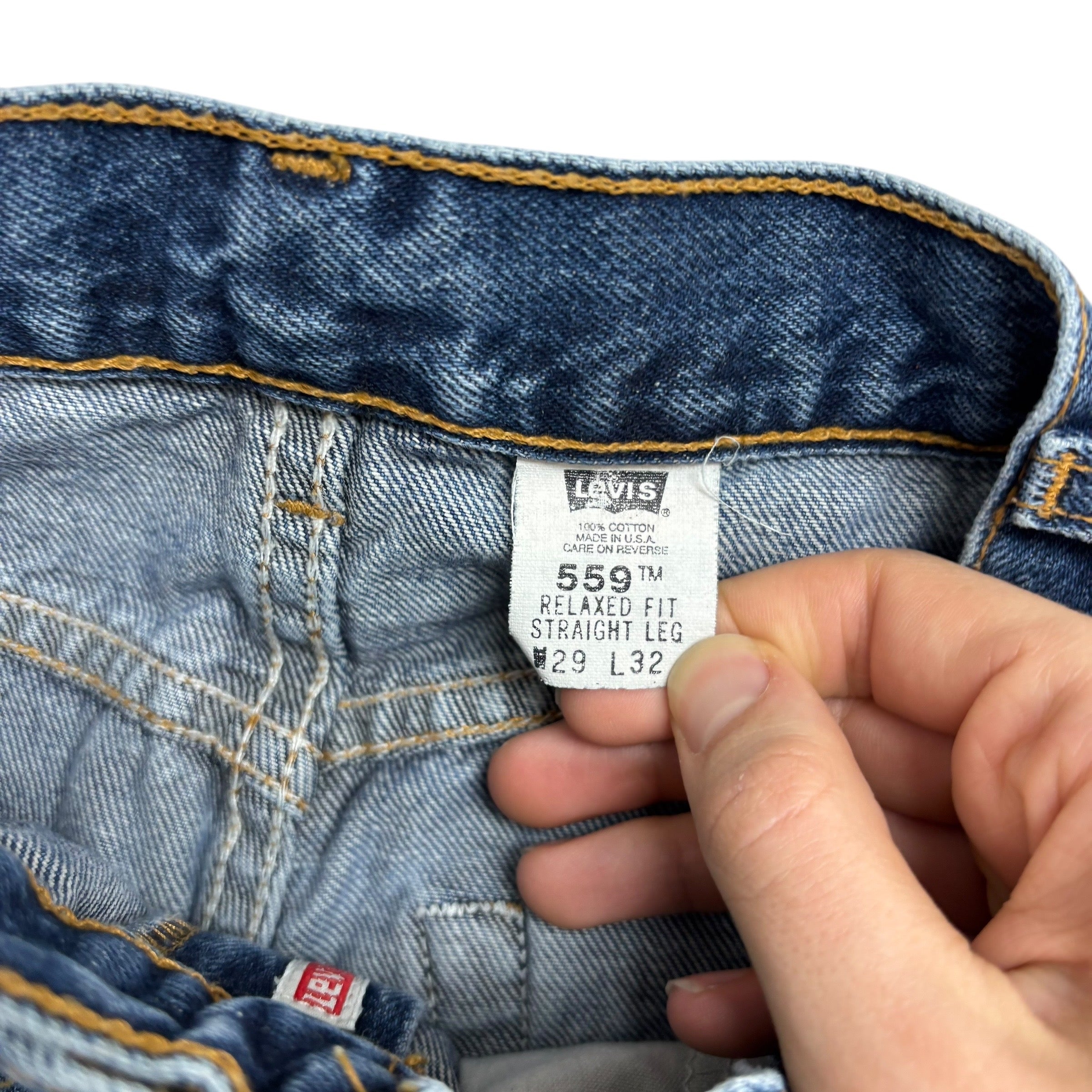 Levis 559 Jeans W29 L32 Mens Mid Blue Relaxed Straight Made In USA Vintage