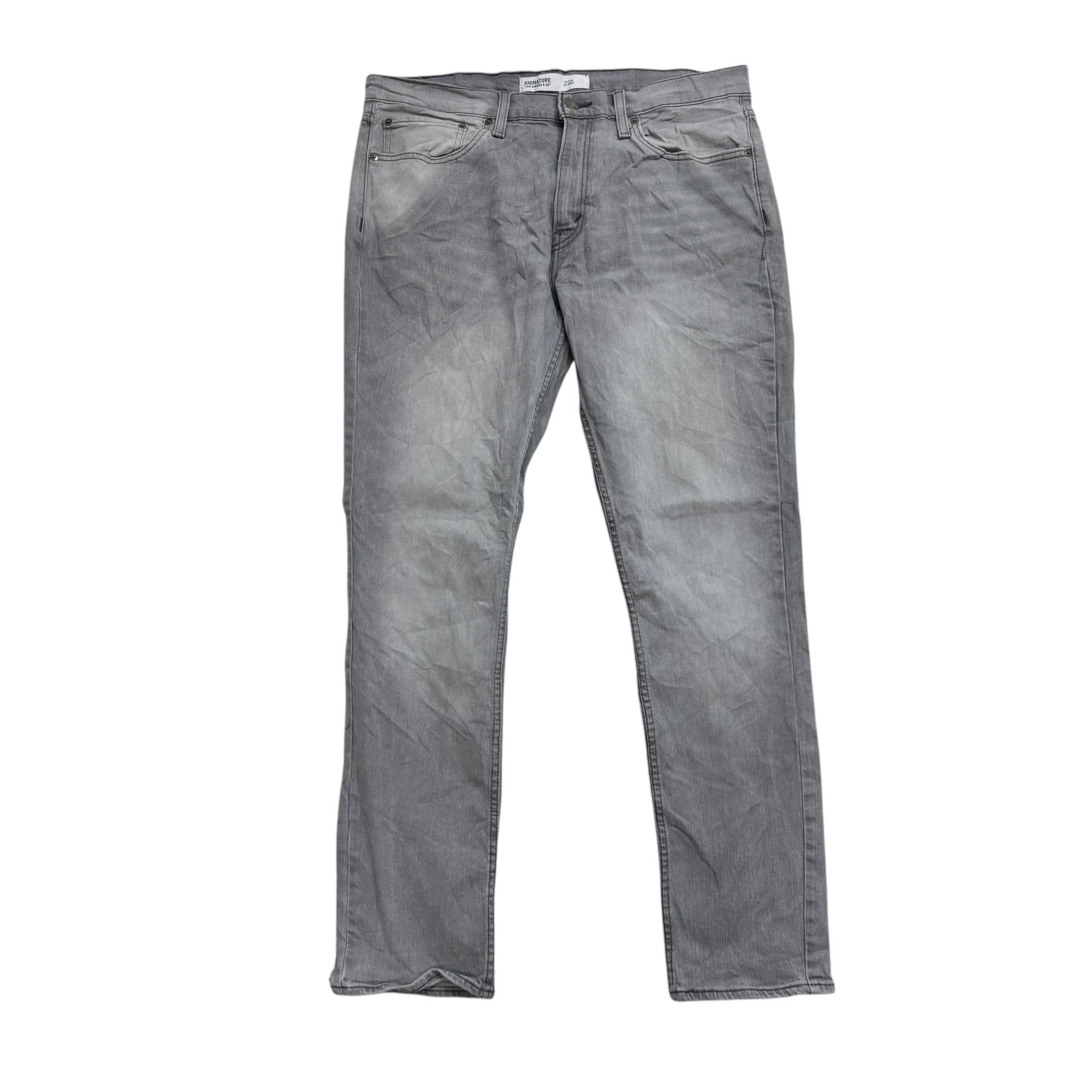 Levis Signature Jeans W36 L32 Mens Grey Slim Fit Stretch Denim (E)