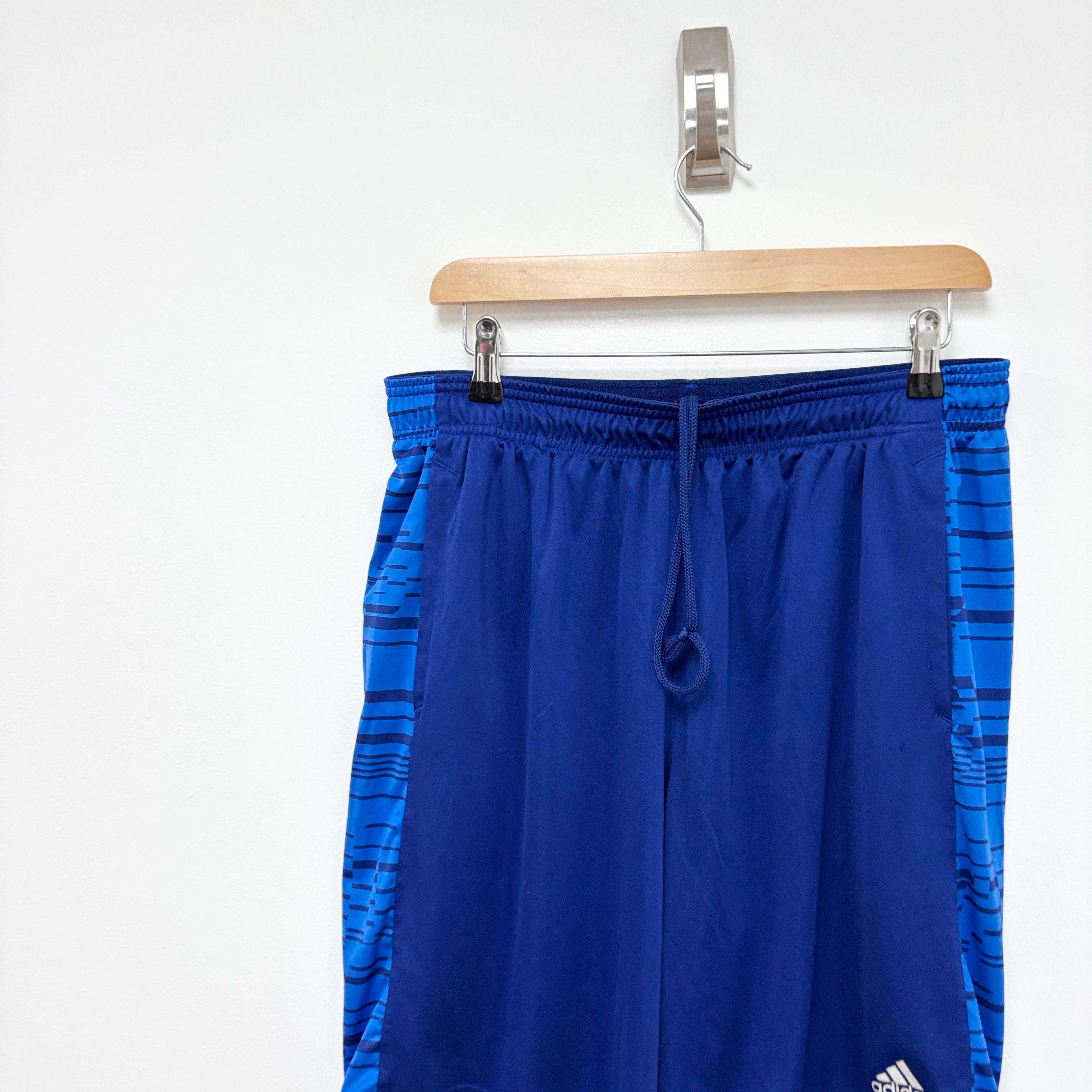 Adidas Shorts Mens Large Blue Sports Running Gym Athletic Pockets (E)