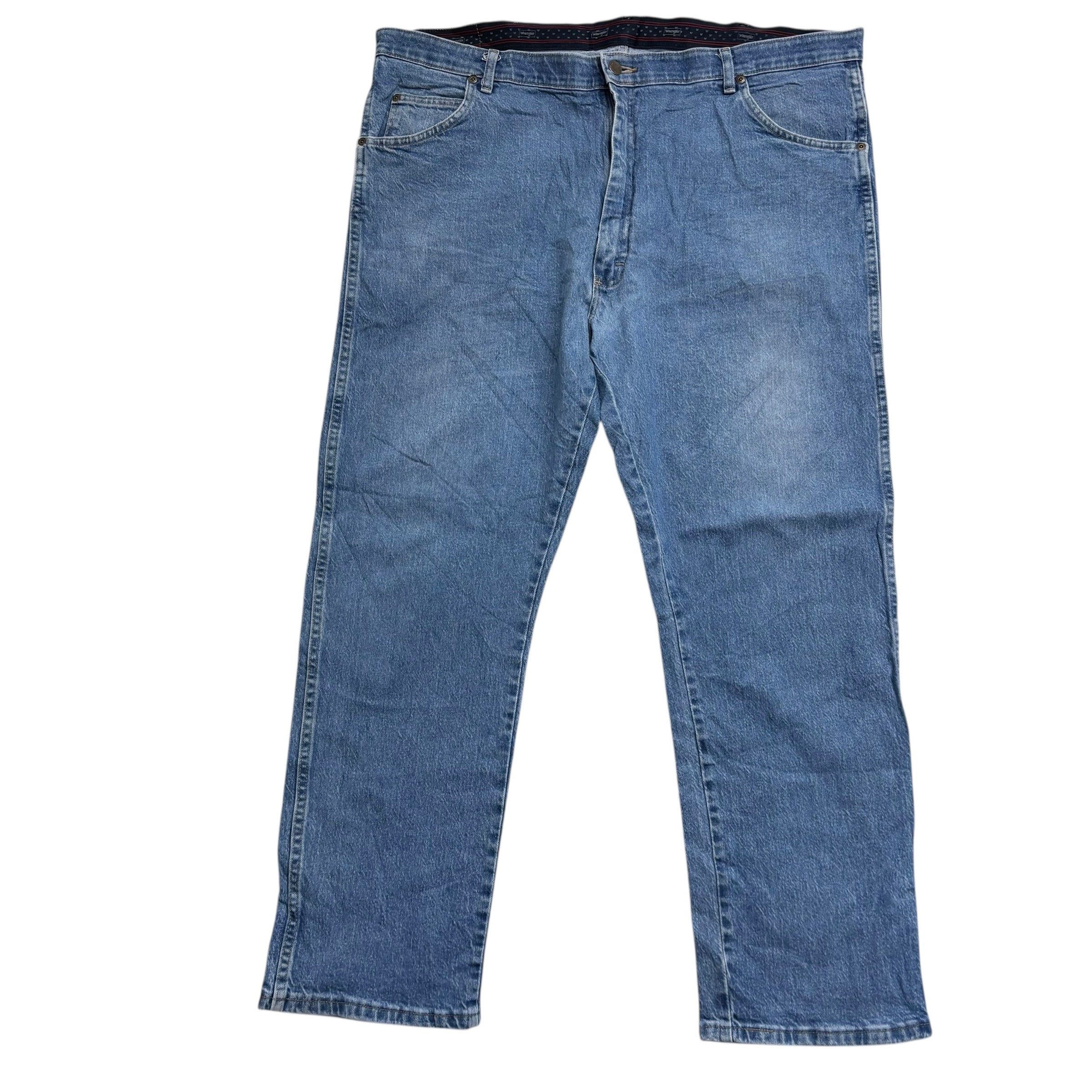 Wrangler Jeans W42 L30 Mens Mid Blue Regular Straight Fit Stretch Denim (E)