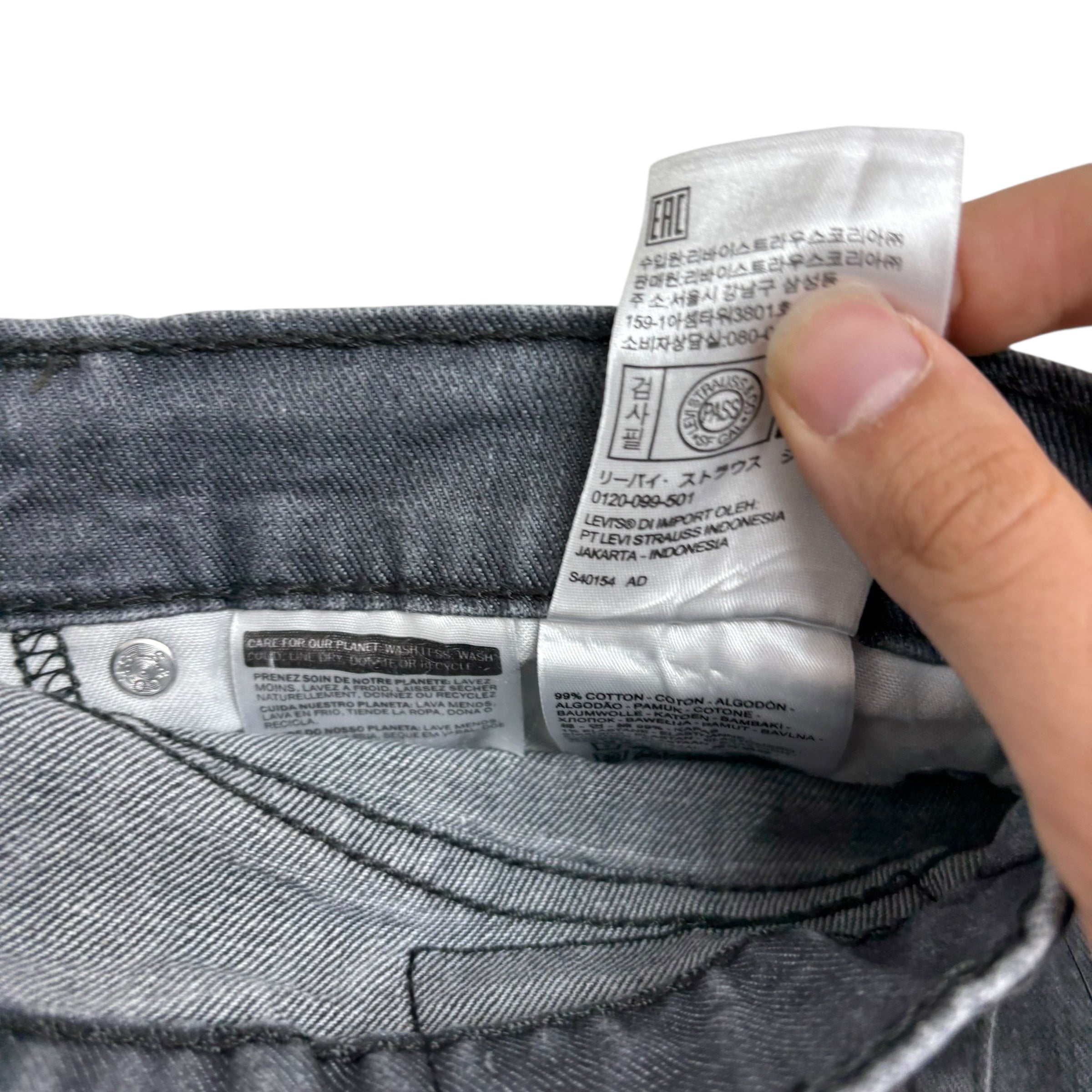 Levis 514 Jeans W34 L30 Mens Grey Regular Straight Fit Stretch Denim