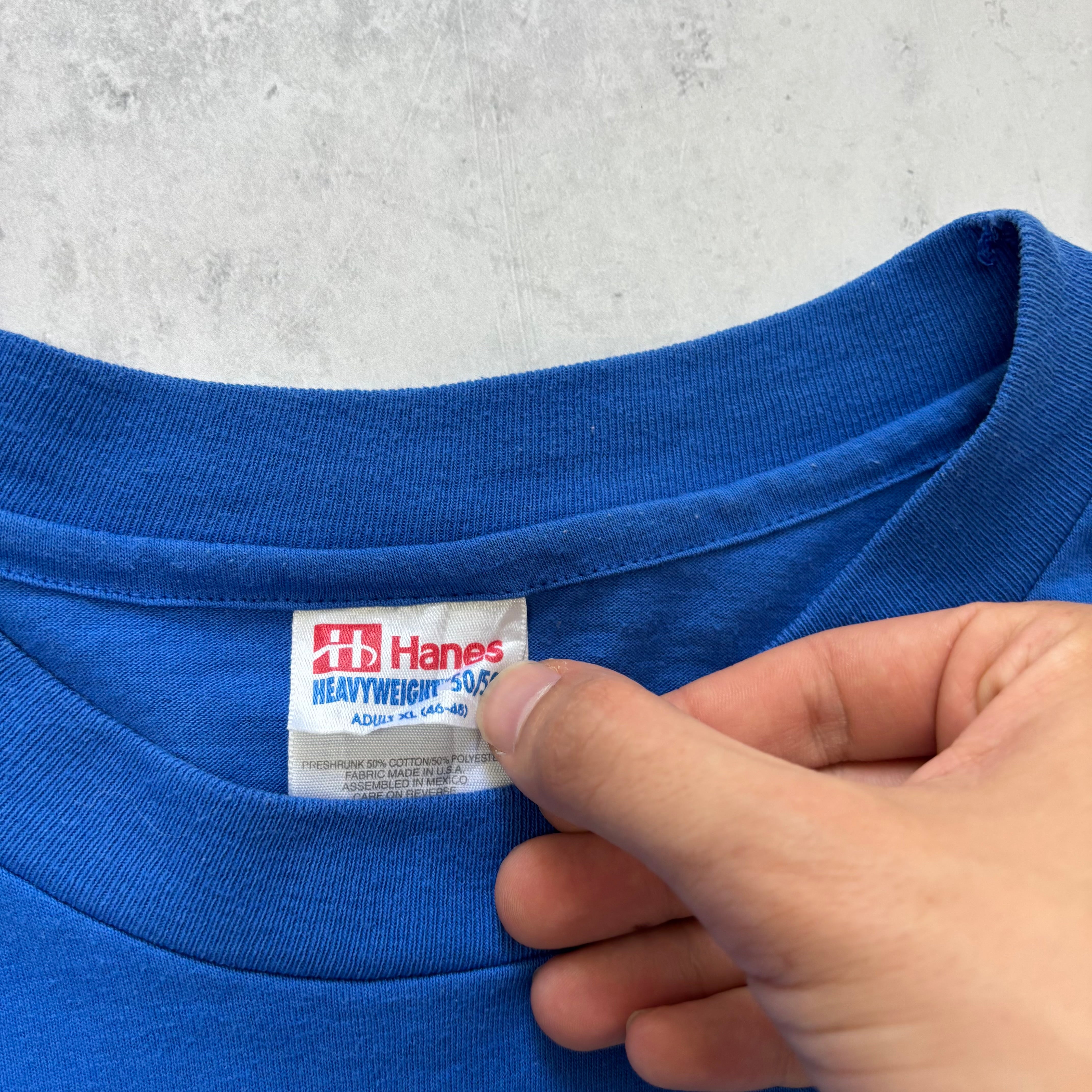 Vintage T Shirt Mens XL Blue Single Stitch Graphic Print 90s USA (E)