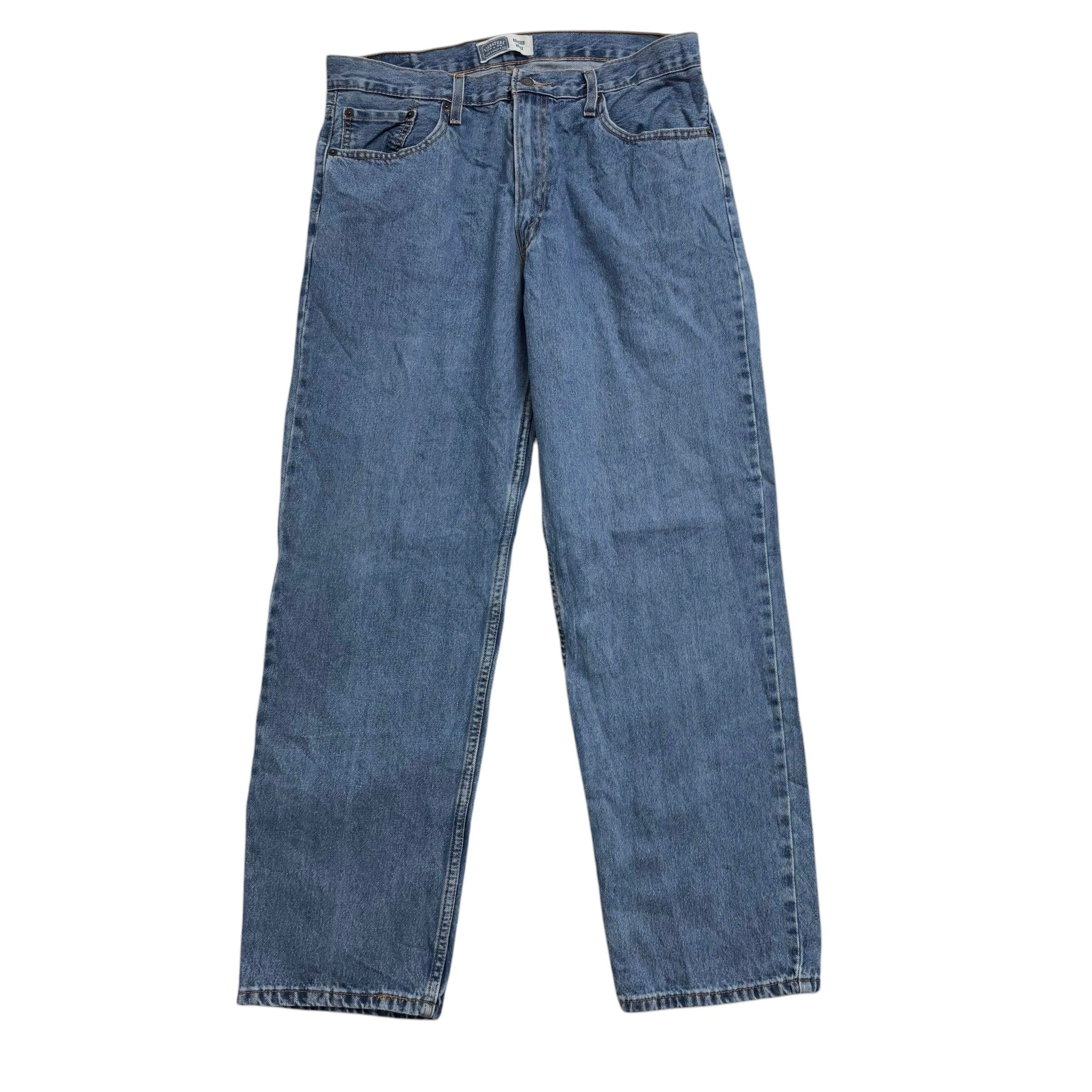 Levis Signature Jeans W36 L32 Mens Mid Blue Relaxed Straight Fit Vintage Denim