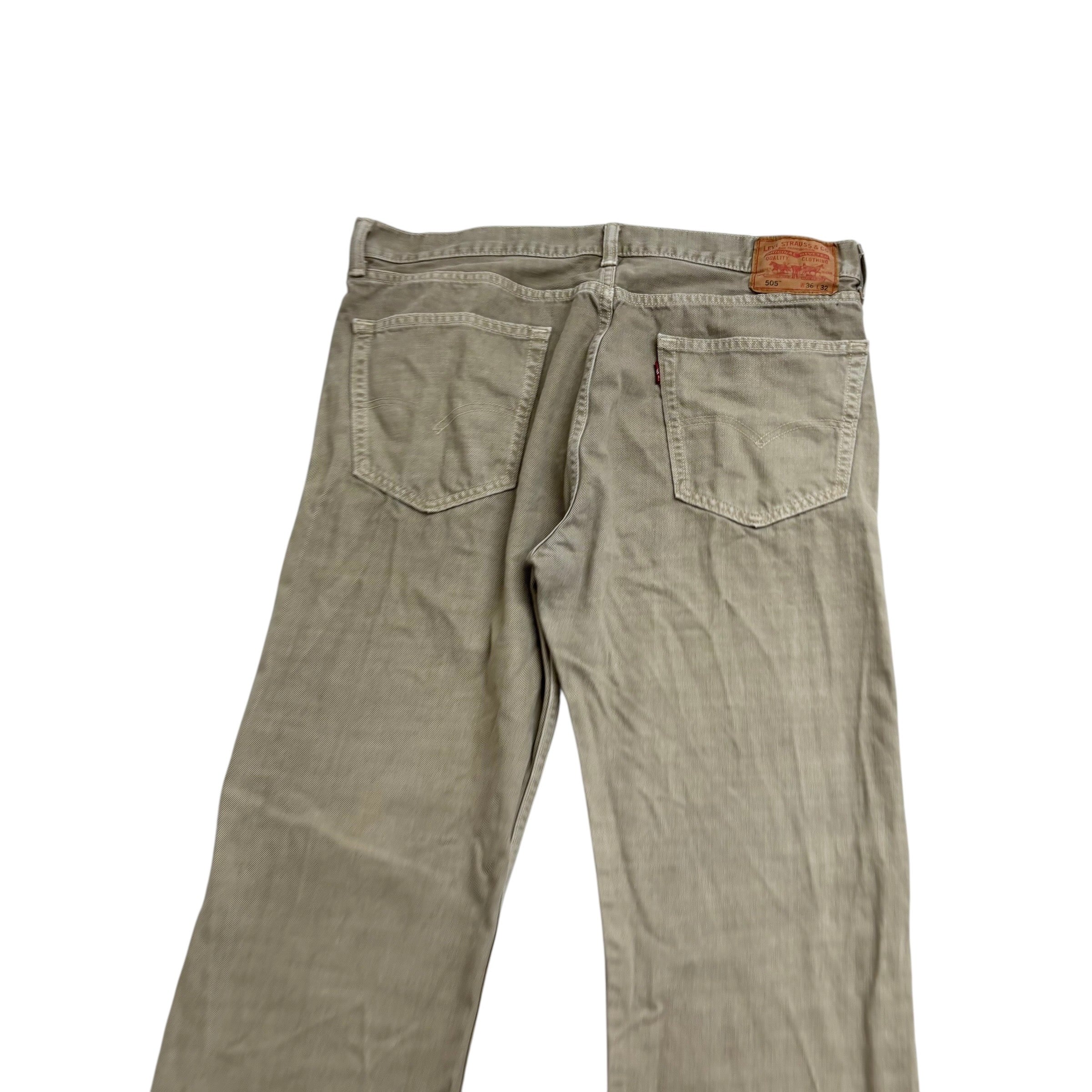 Levis 505 Jeans W36 L32 Mens Green Regular Straight Fit Vintage Denim (E)