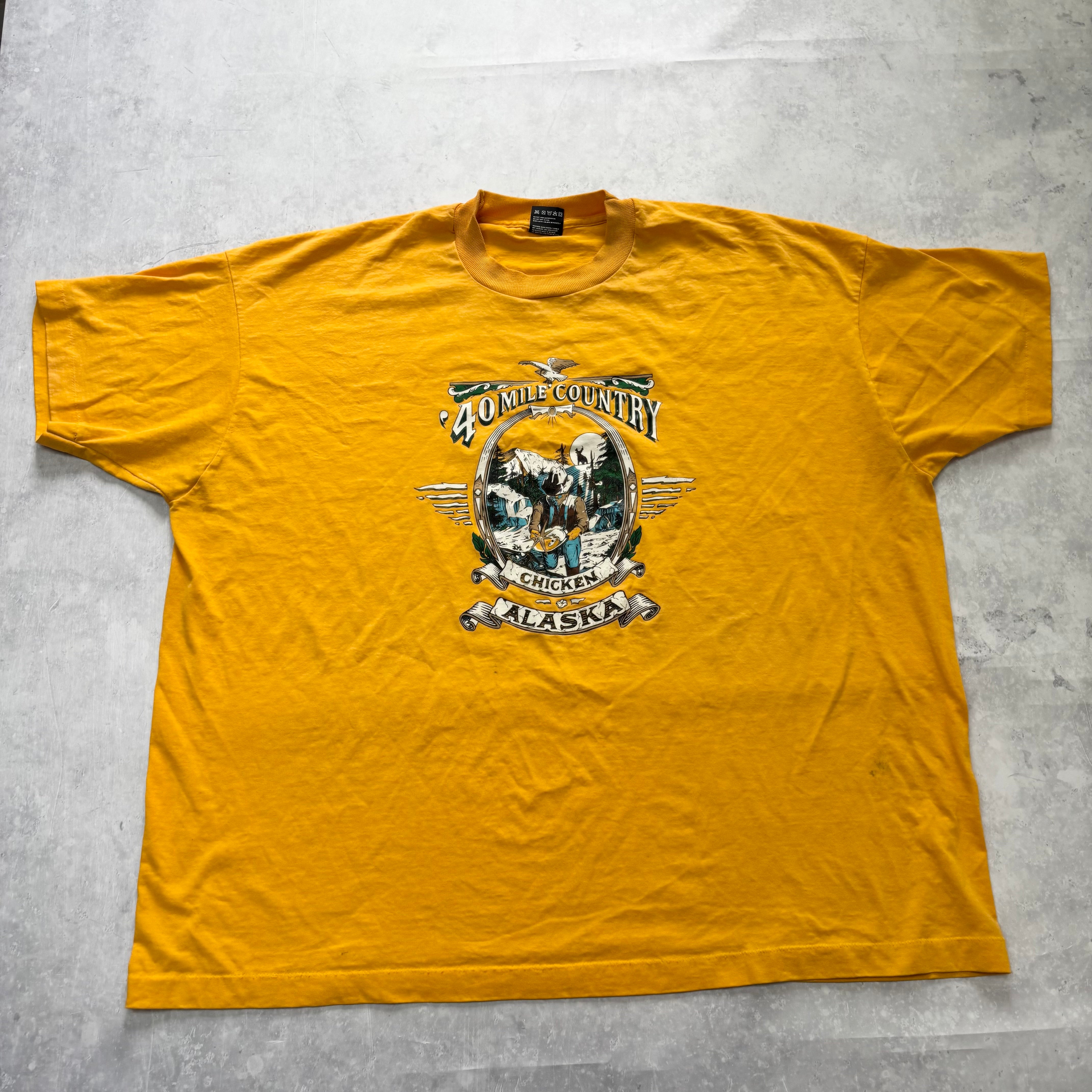 Vintage T Shirt Mens 3XL Yellow Single Stitch Graphic Print 90s USA Tourist (F)