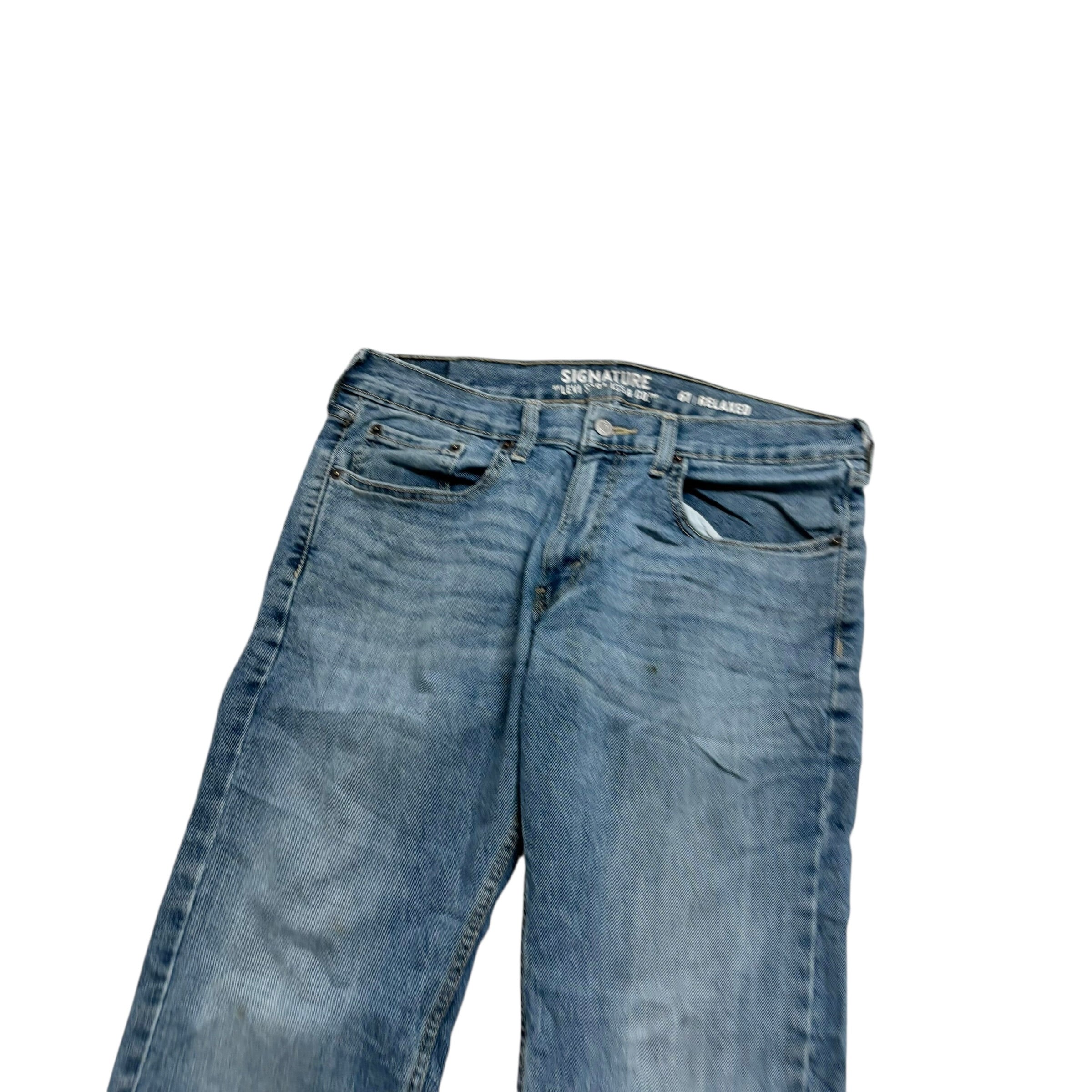 Levis Signature Jeans W32 L30 Mens Mid Blue Relaxed Straight Stretch Denim