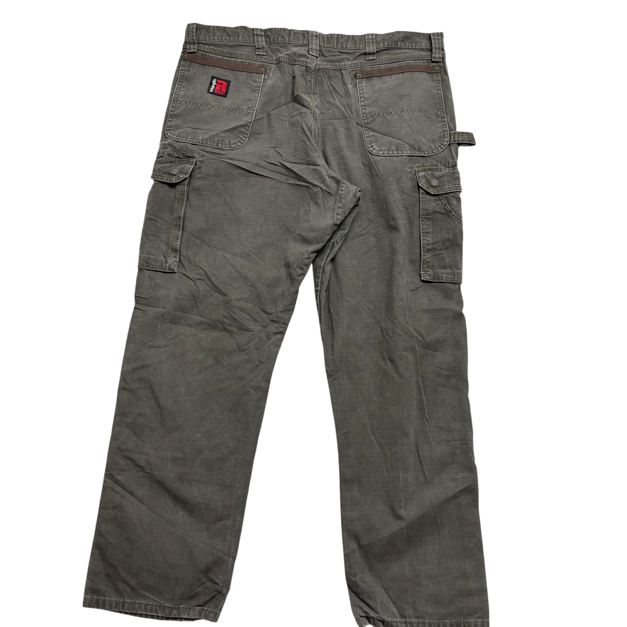 Wrangler Cargo Pants W40 L32 Mens Green Relaxed Straight Fit Trousers