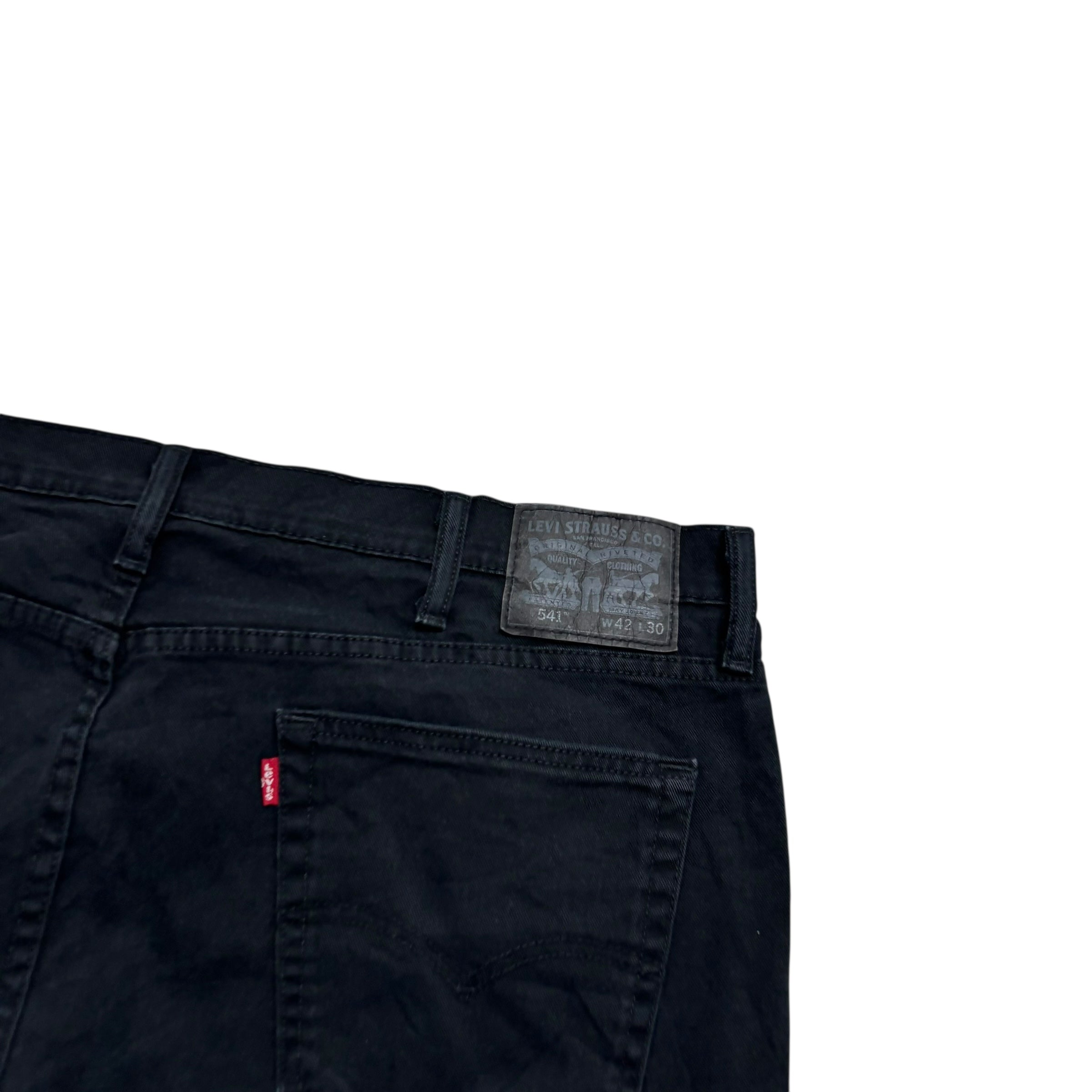 Levis 541 Jeans W42 L30 Mens Black Athletic Tapered Fit Stretch Denim (E)