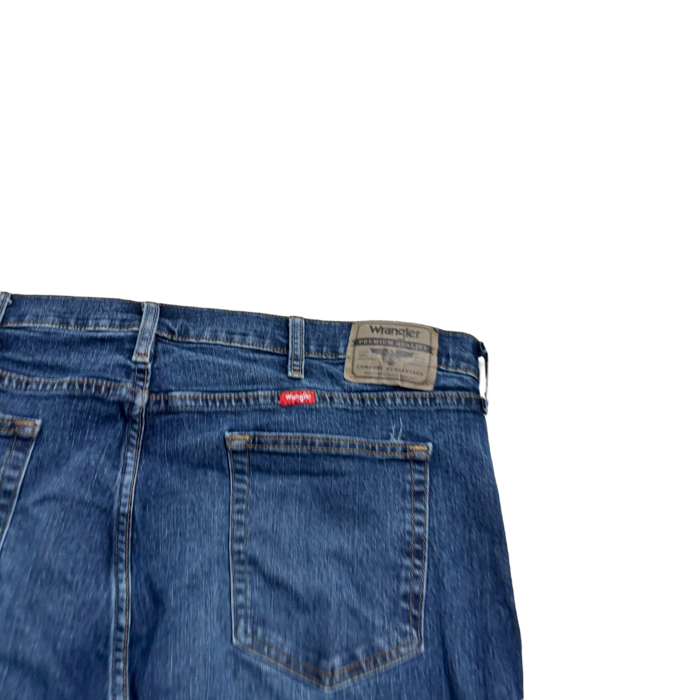 Wrangler Jeans W42 L32 Mens Dark Blue Relaxed Straight Fit Stretch Denim (E)