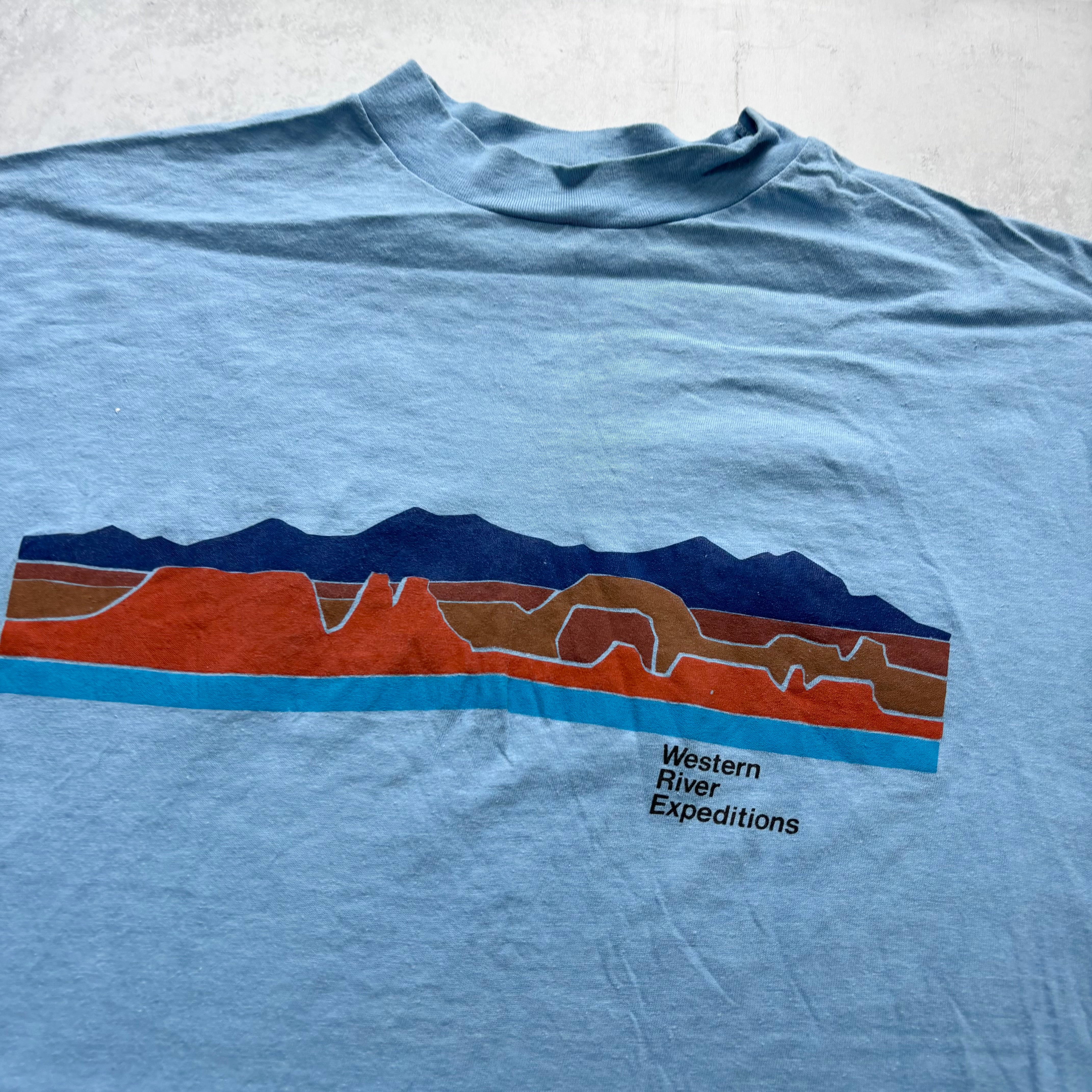 Vintage T Shirt Mens Large Blue Single Stitch Graphic Print 90s USA Beefy-T (E)