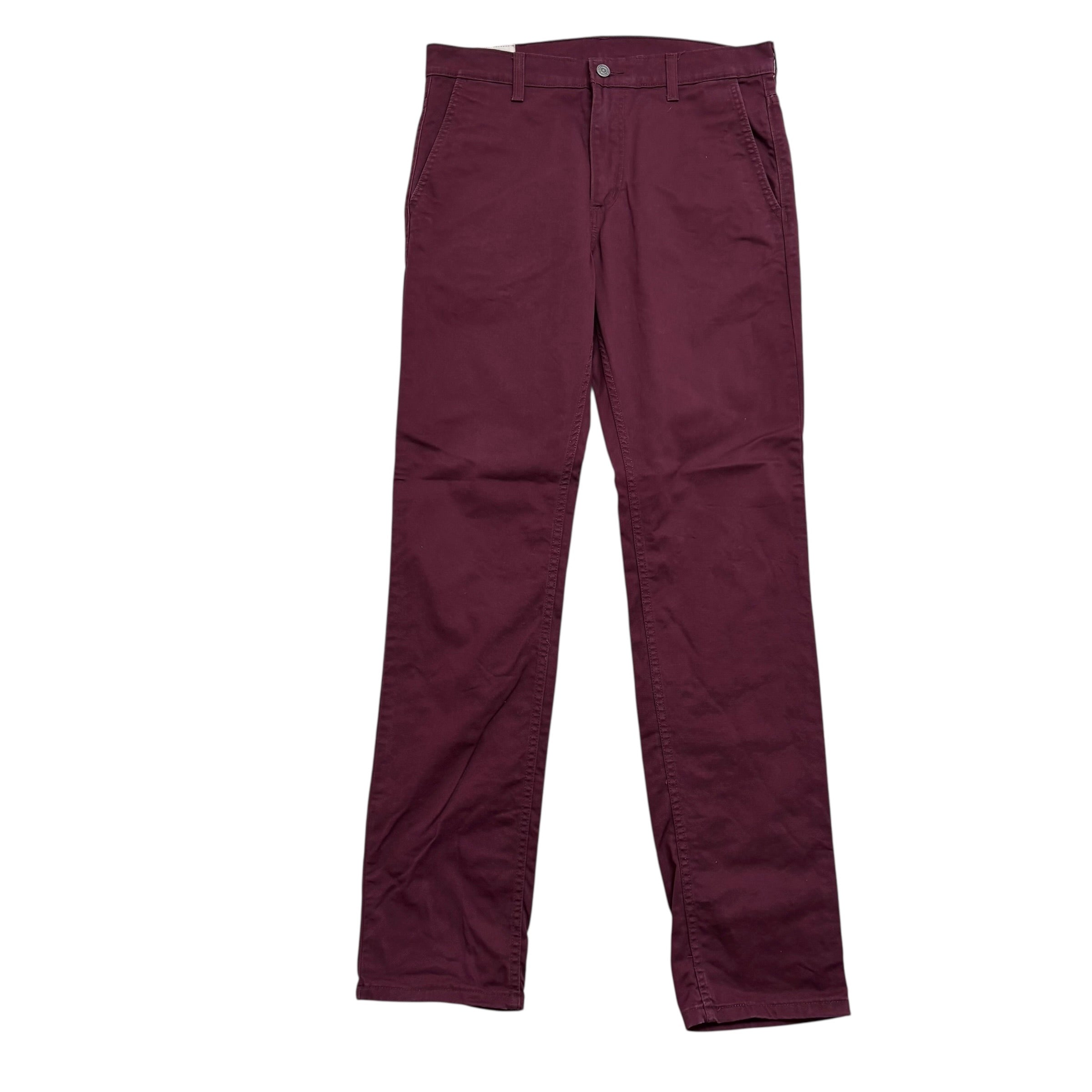 Levis Trousers W32 L34 Mens Burgundy Regular Taper Fit Chino Stretch (E)