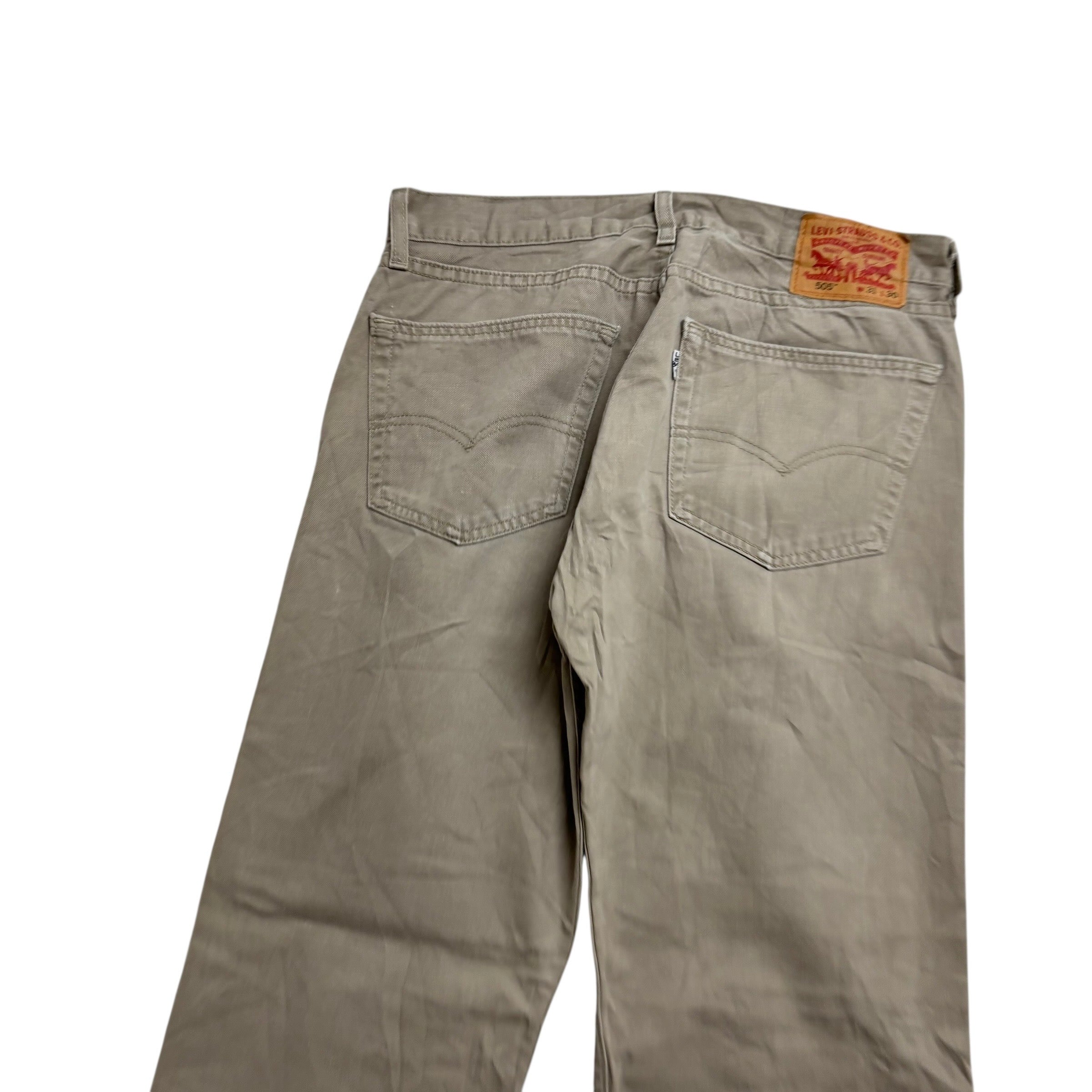 Levis 505 Trousers W31 L30 Mens Beige Regular Straight Fit Cotton Pants (E)