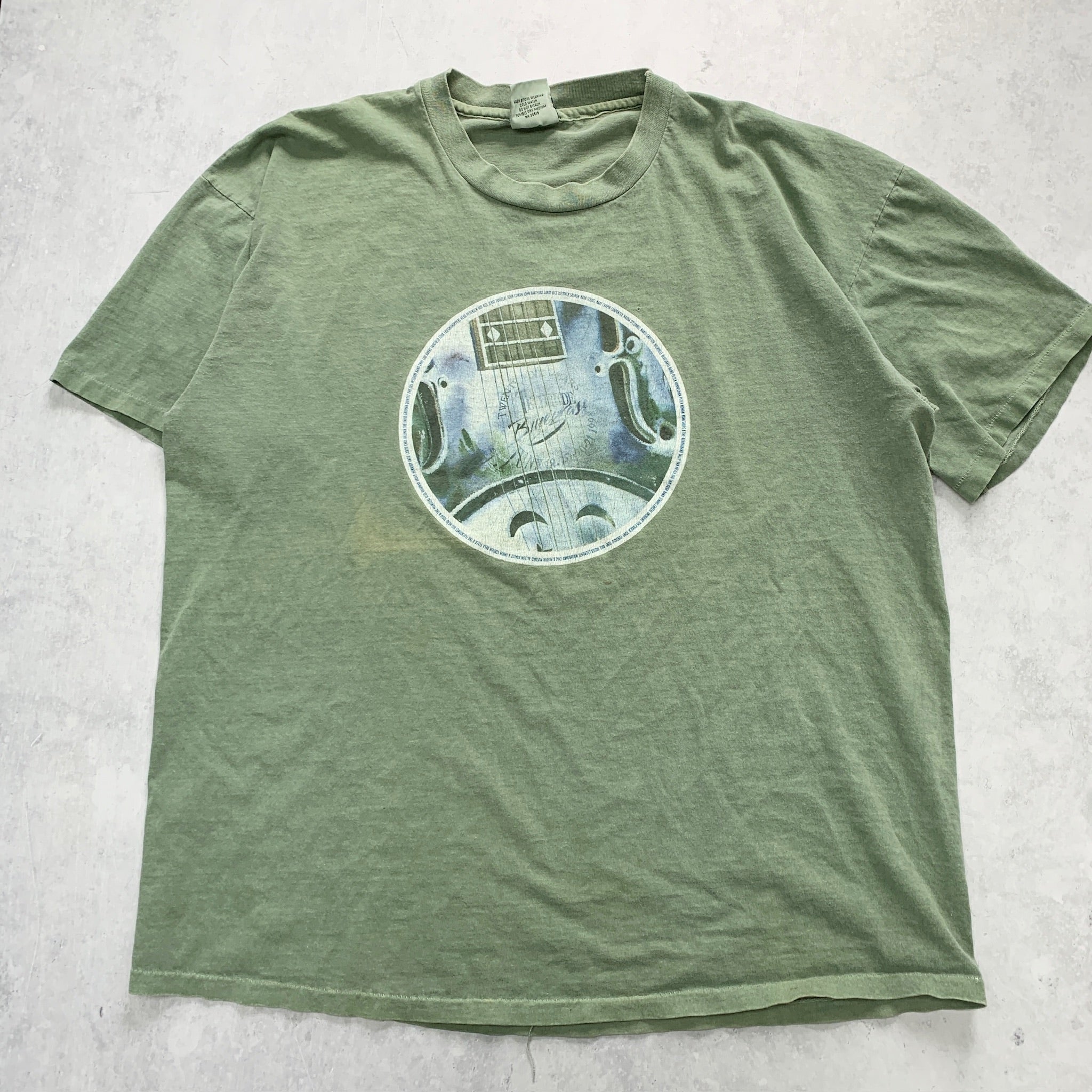 Vintage T Shirt Mens XL Green Single Stitch Graphic Print 90s USA Music