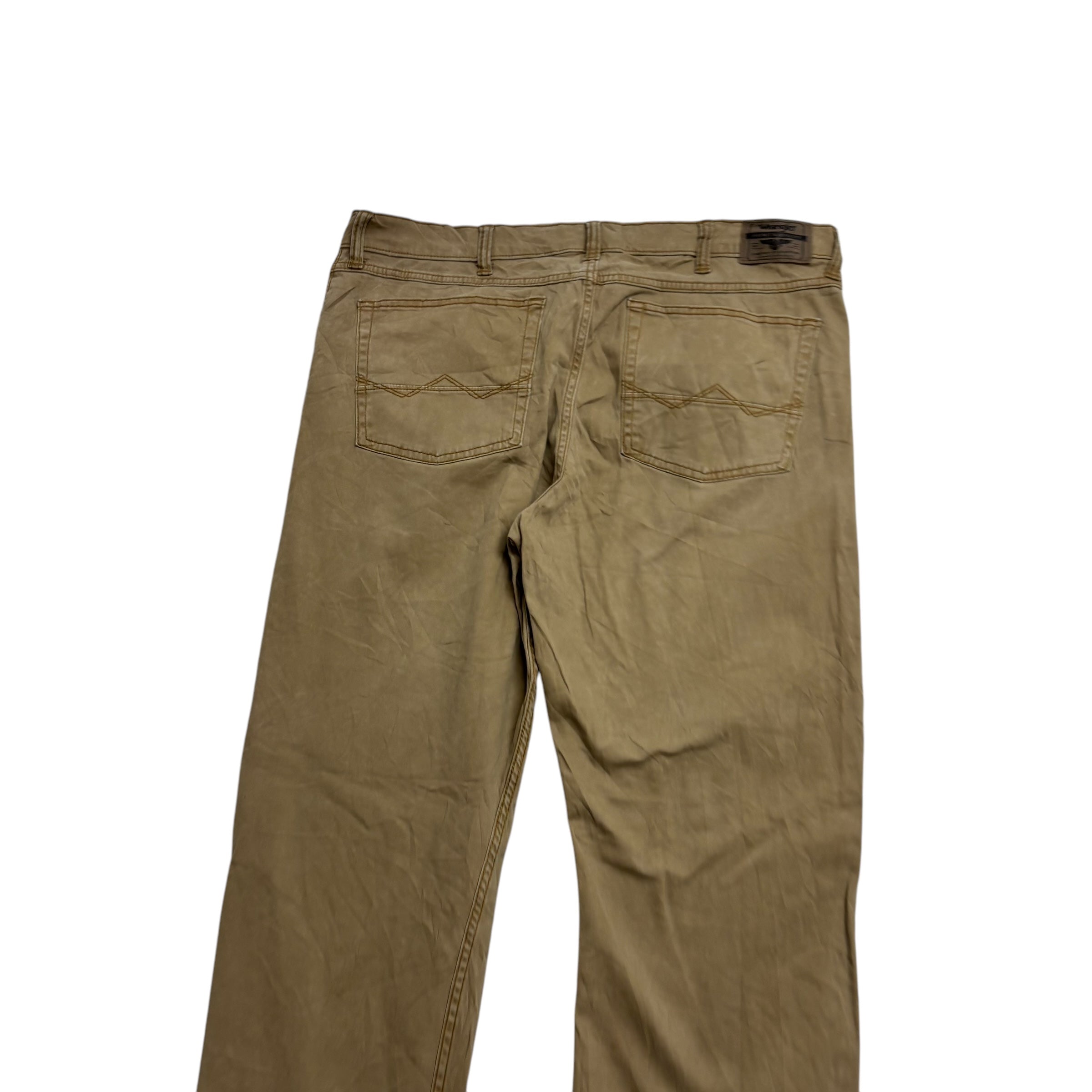 Wrangler Trousers W36 L32 Mens Beige Tan Slim Straight Fit Stretch Pants