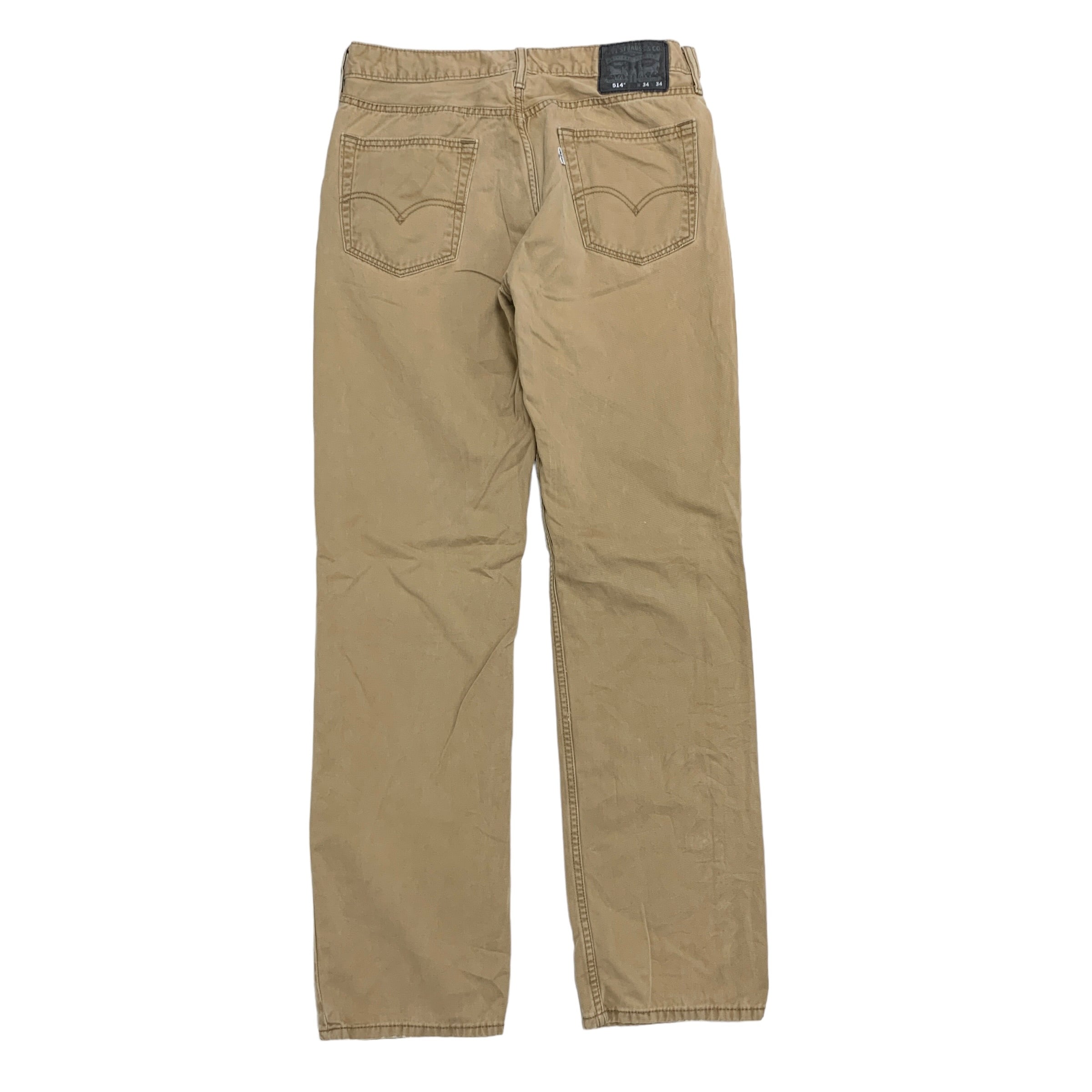 Levis 514 Trousers W34 L34 Mens Tan Regular Straight Fit Pants