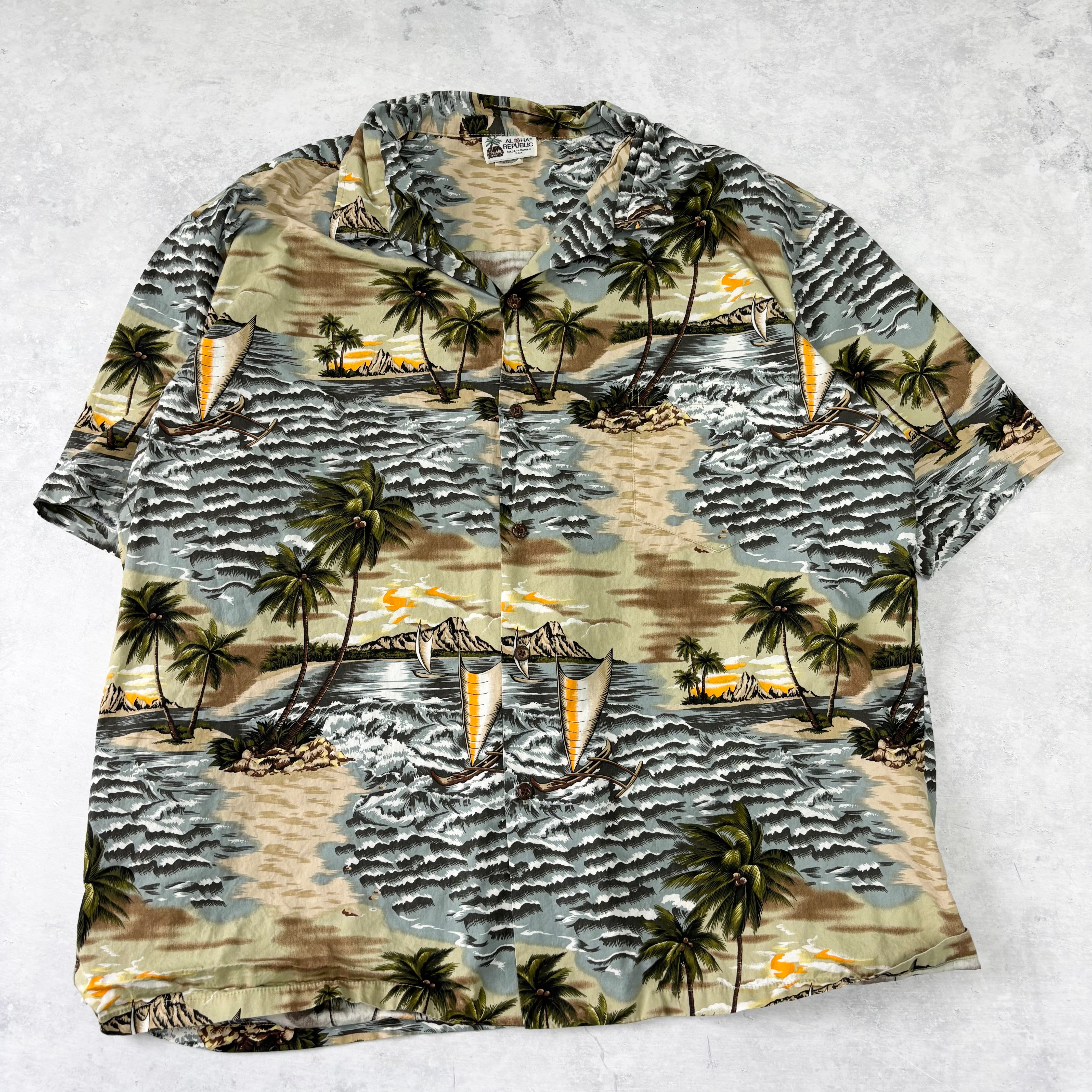 Vintage Hawaiian Shirt Mens XXL Multi Floral Aloha Short Sleeve Cotton (E)