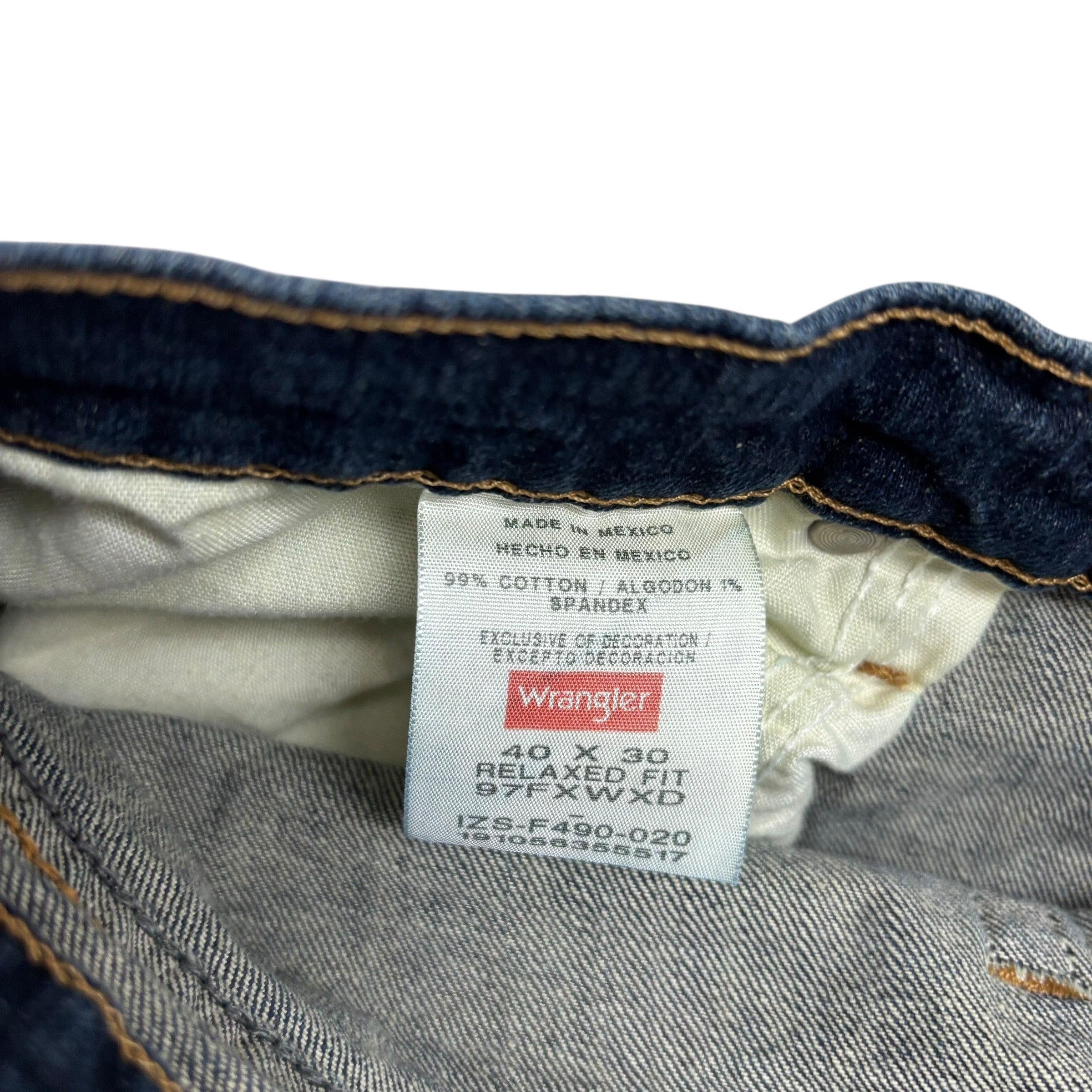 Wrangler Jeans W40 L30 Mens Dark Blue Relaxed Straight Fit Stretch Denim