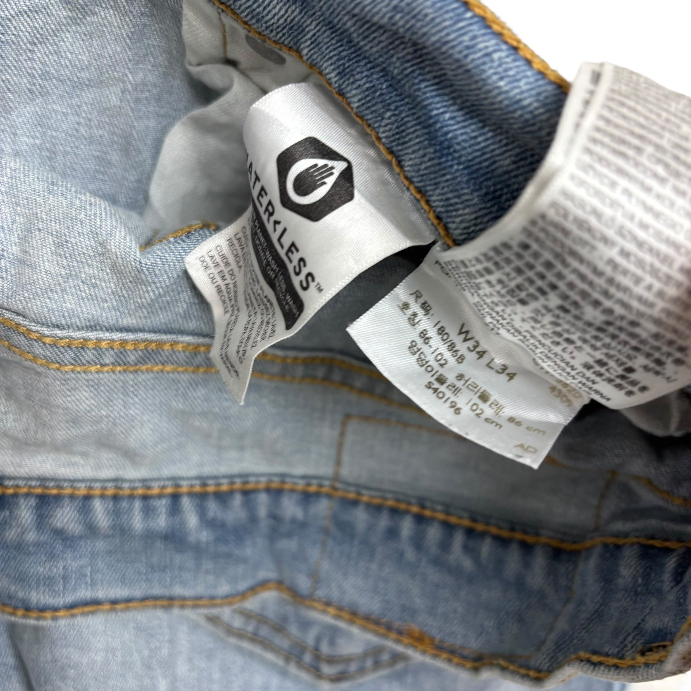 Levis 514 Jeans W34 L34 Mens Light Blue Regular Straight Fit Stretch Denim (E)