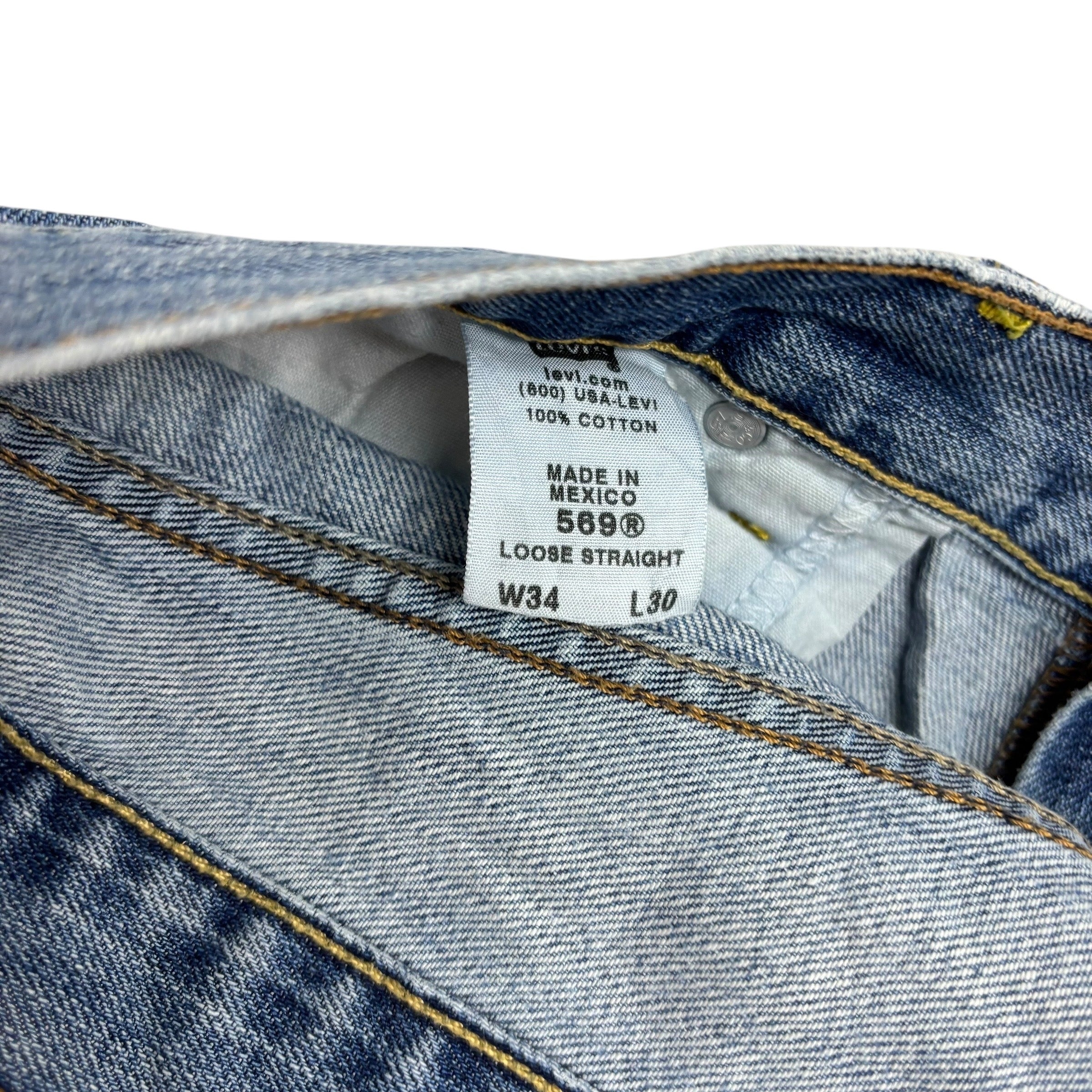 Levis 569 Jeans W34 L30 Mens Mid Blue Baggy Relaxed Straight Vintage Denim (F)