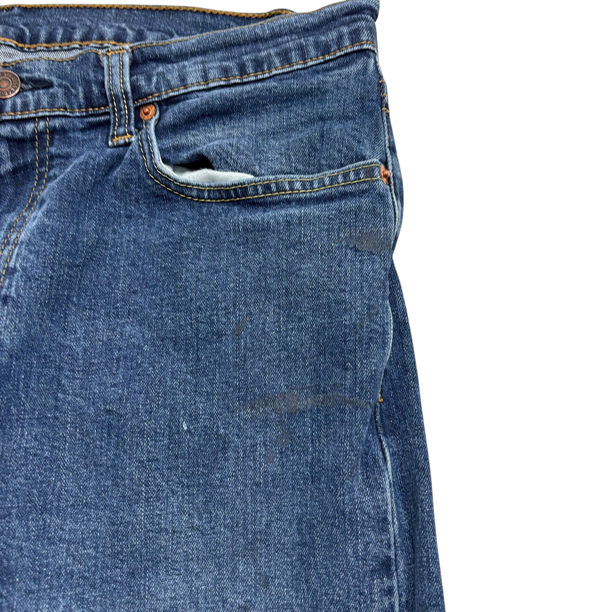 Levis 505 Jeans W34 L34 Mens Mid Blue Regular Straight Fit Stretch Denim (F)