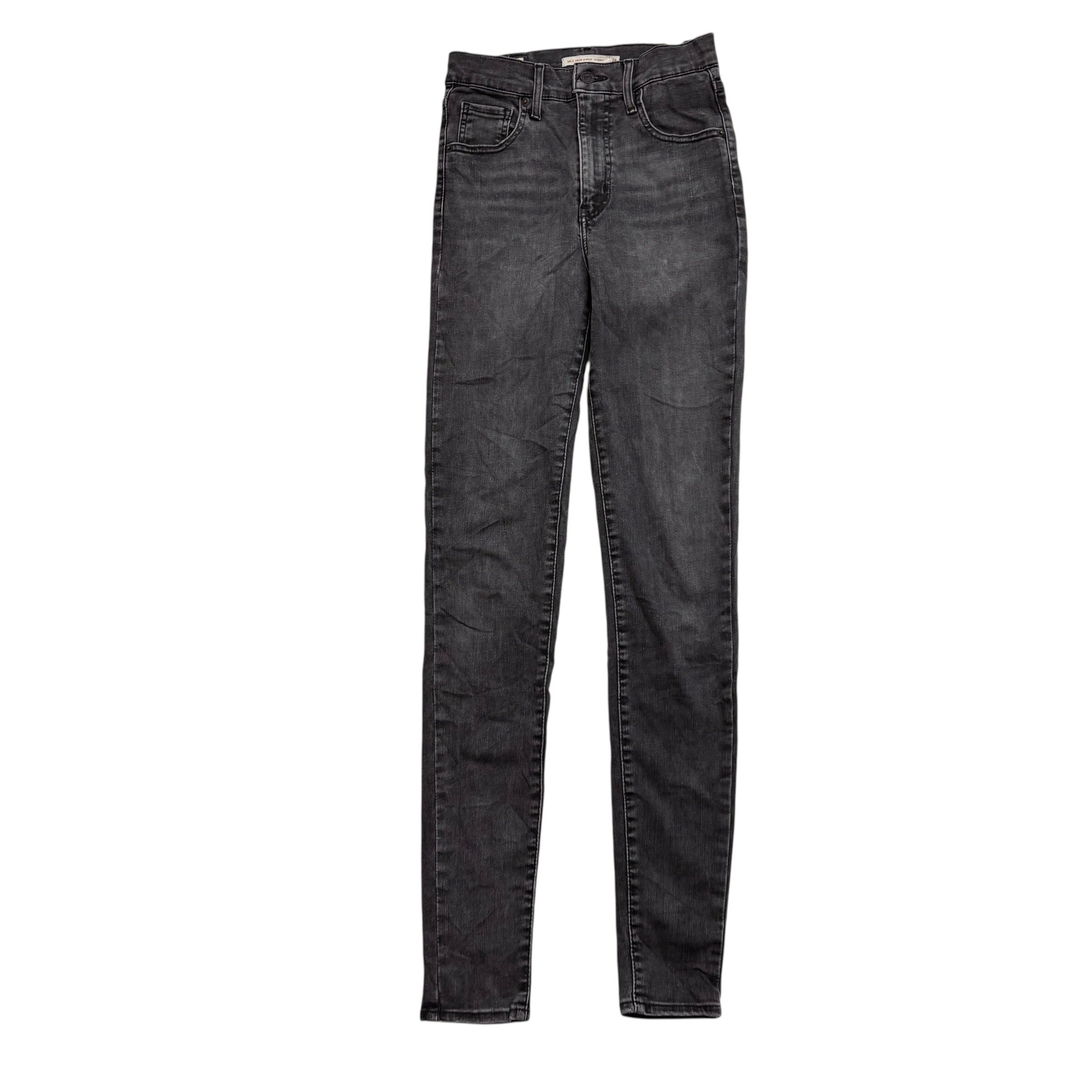 Levis Jeans W24 L32 Womens Mile High Super Skinny Black Stretch Denim