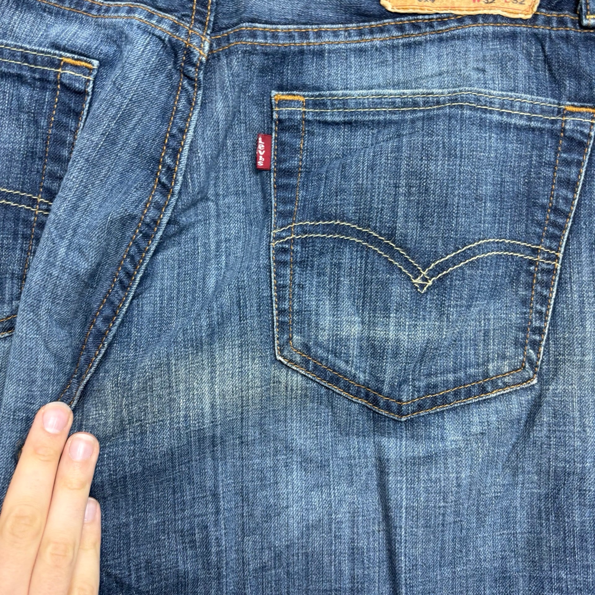 Levis 514 Jeans W32 L32 Mens Dark Blue Regular Straight Fit Denim (F)