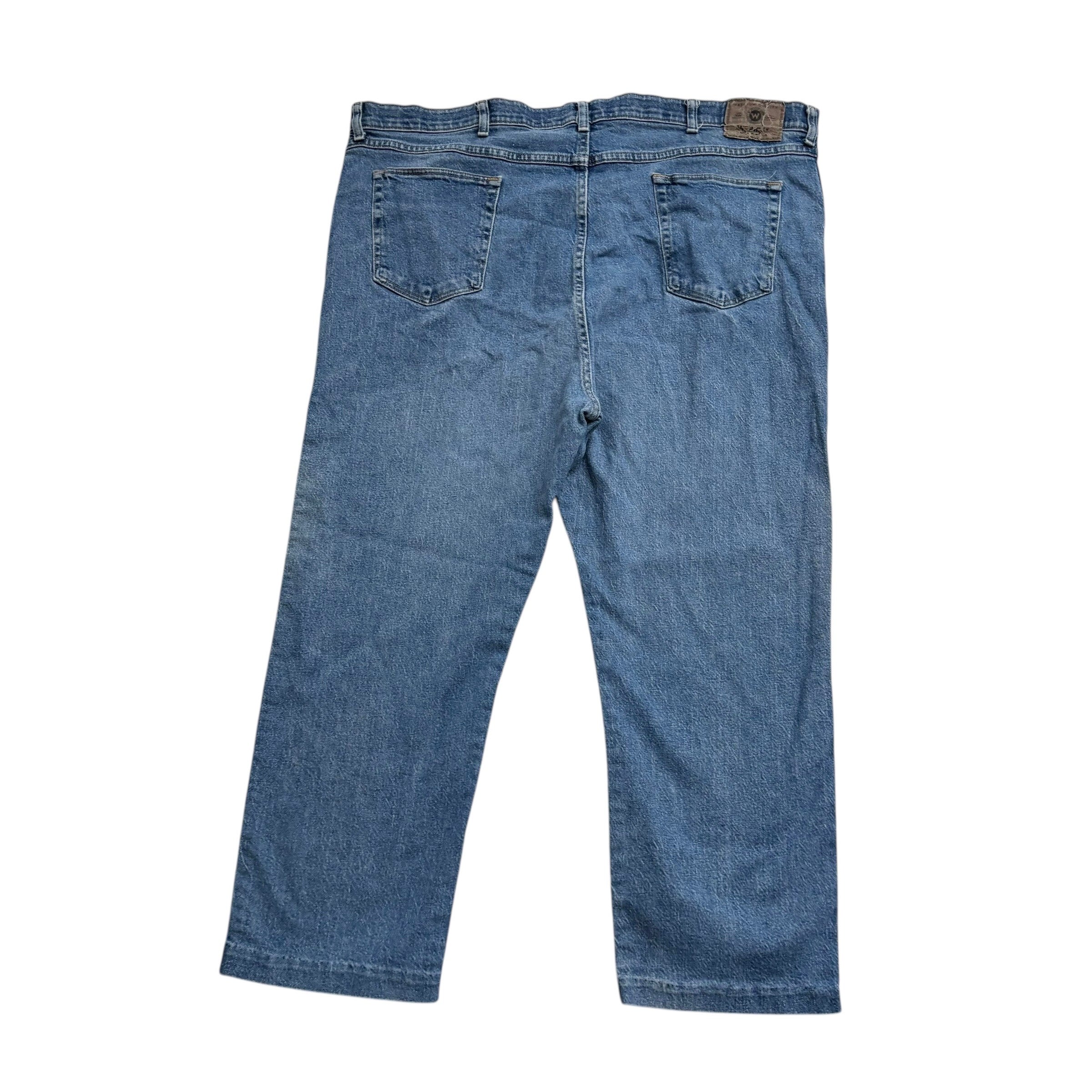 Wrangler Jeans W46 L27 Mens Mid Blue Regular Straight Fit Stretch Denim