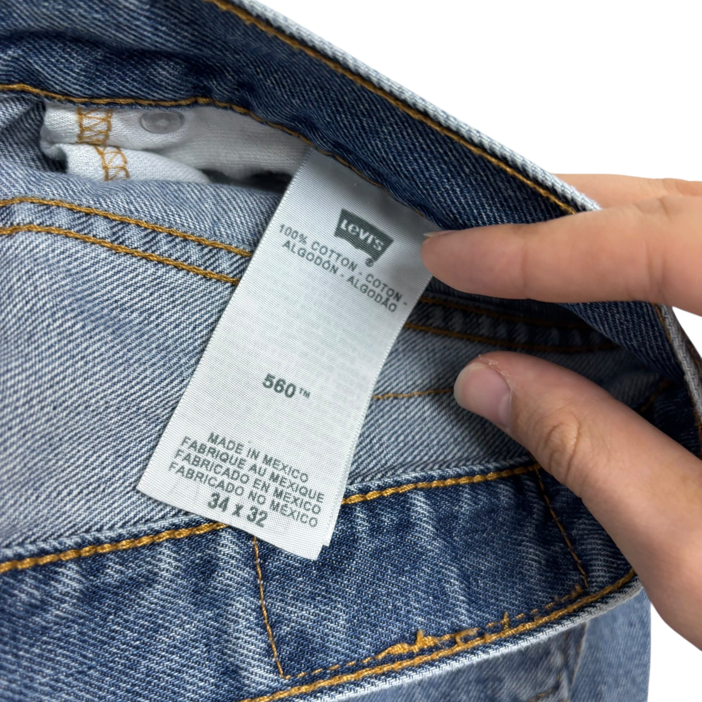 Levis 560 Jeans W34 L32 Mens Mid Blue Baggy Relaxed Comfort Vintage Denim (E)