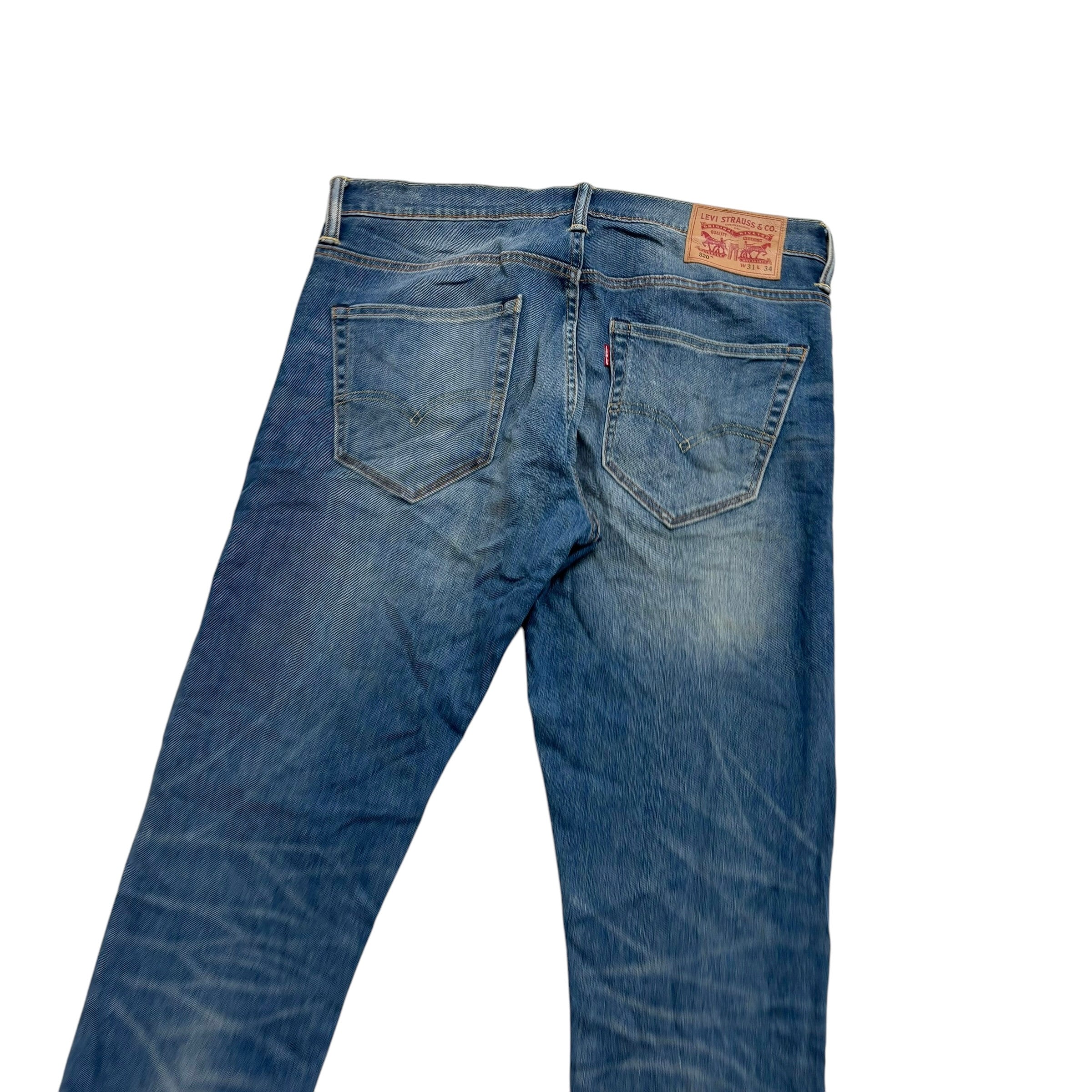 Levis 520 Jeans W32 L34 Mens Mid Blue Extreme Tapered Fit Stretch Denim (E)