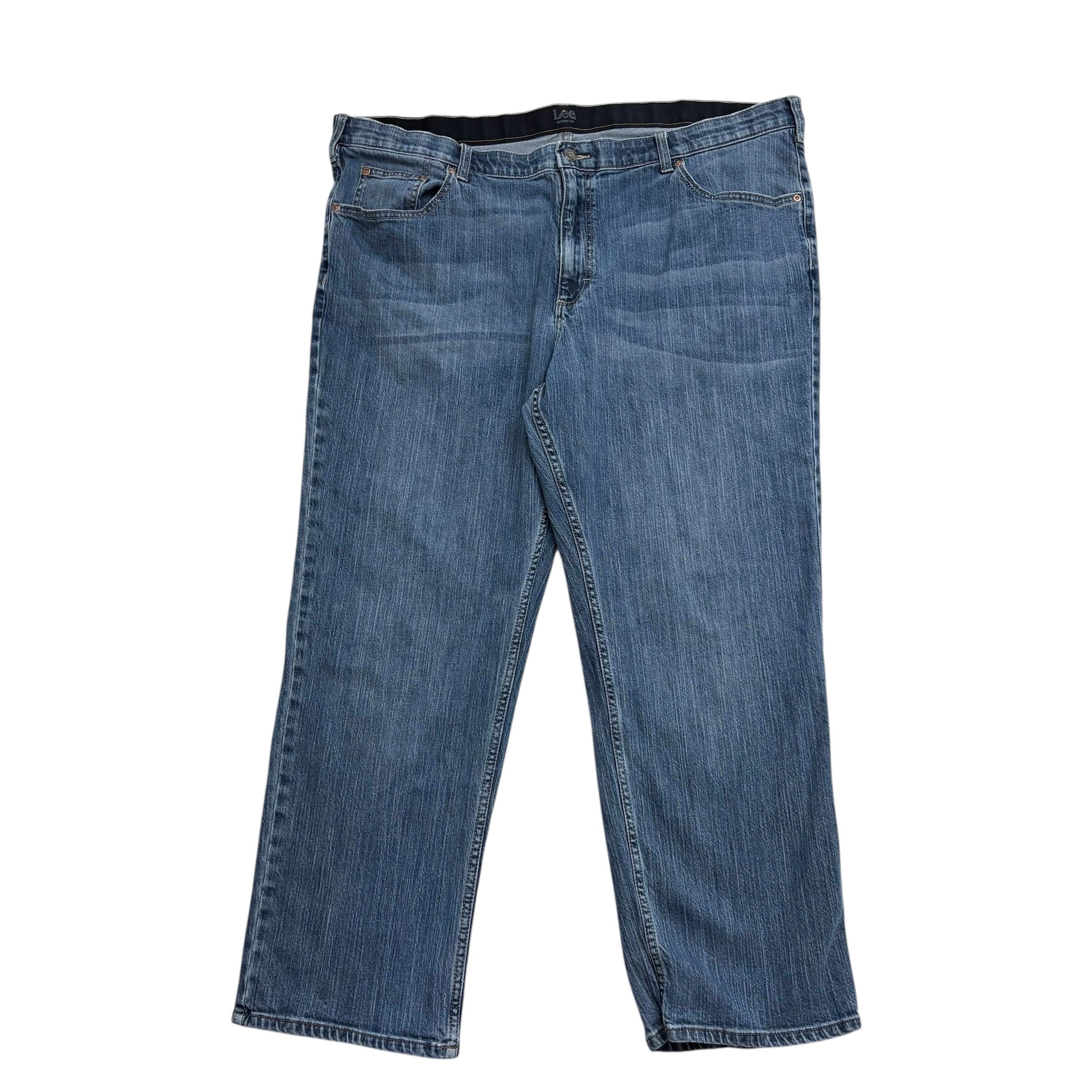 Lee Jeans W44 L29 Mens Mid Blue Relaxed Tapered Fit Stretch Denim