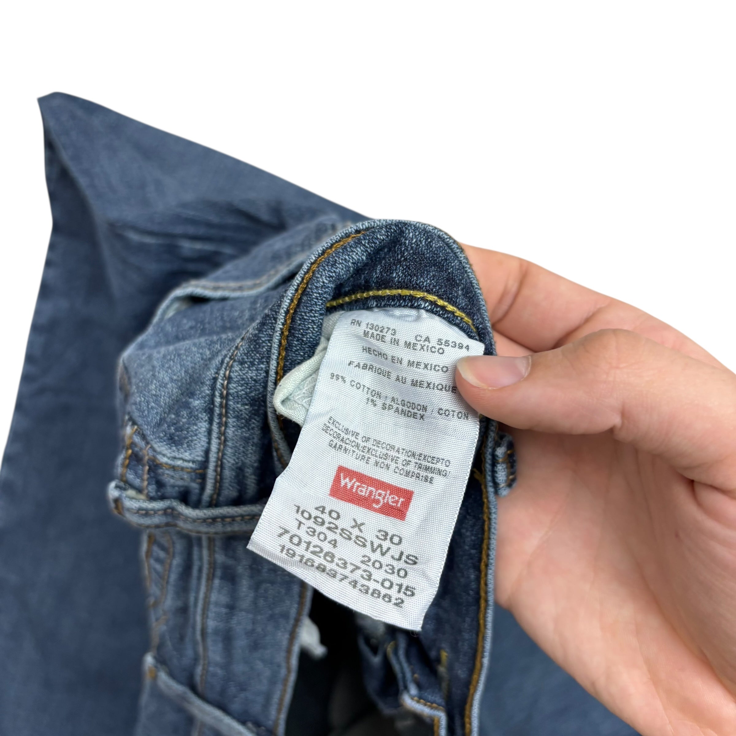 Wrangler Jeans W40 L30 Mens Dark Blue Slim Straight Fit Stretch Denim (E)