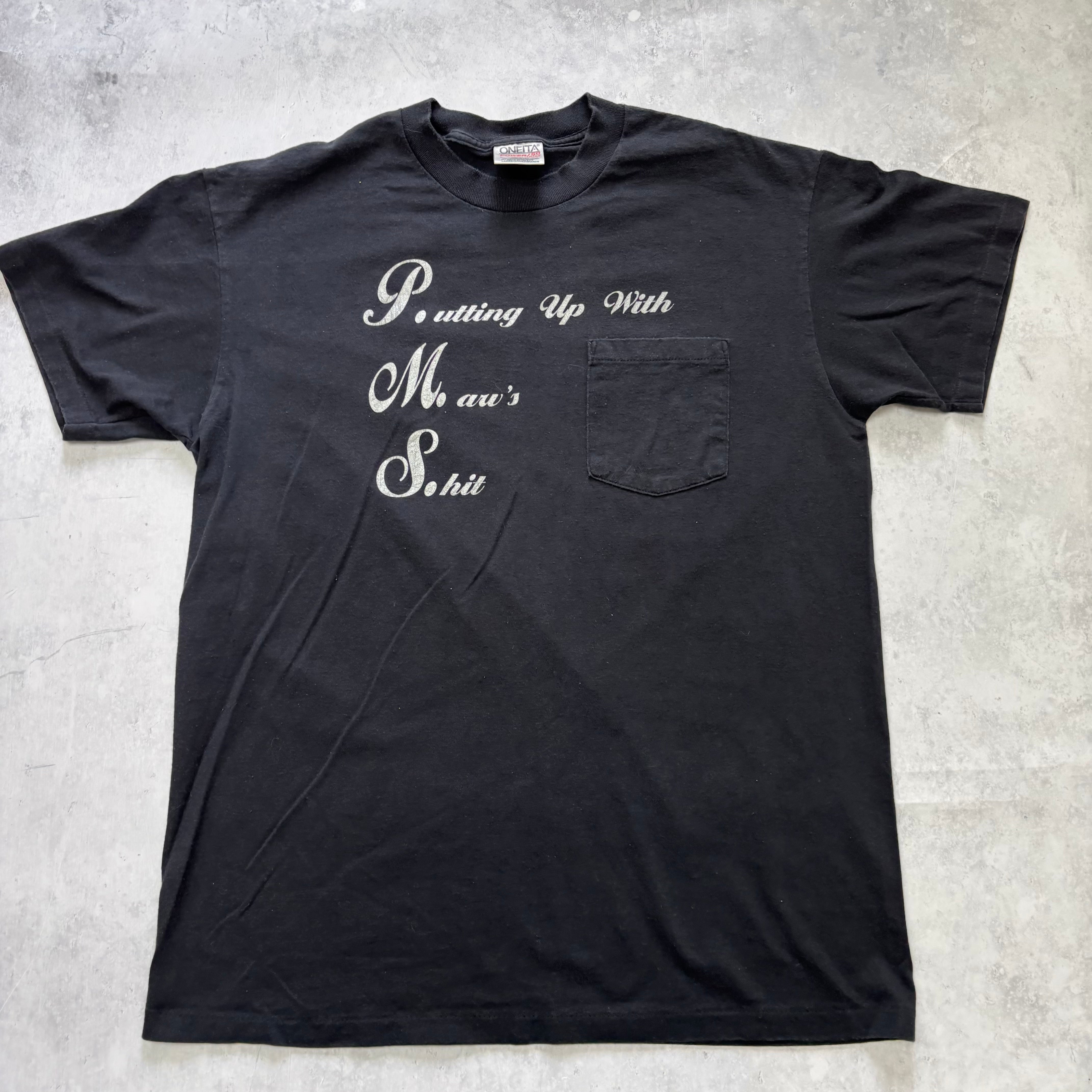 Vintage T Shirt Mens Medium Black Single Stitch Graphic Print 90s USA