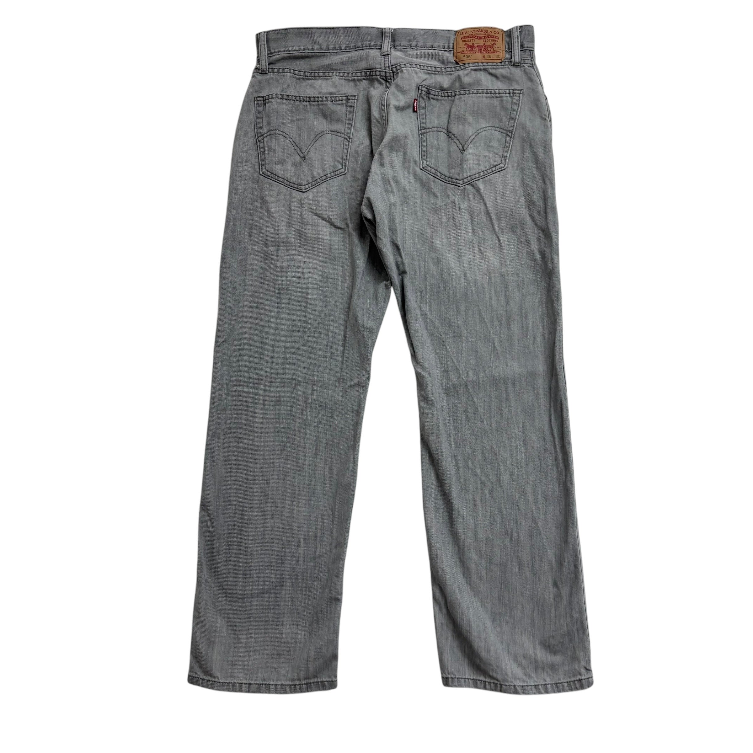 Levis 505 Jeans W36 L30 Mens Grey Regular Straight Fit Vintage Denim