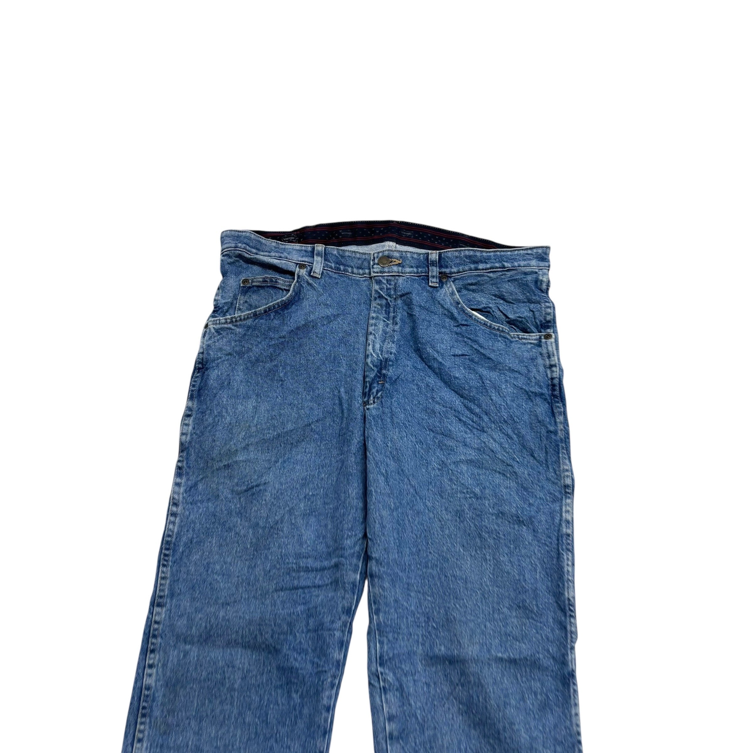 Wrangler Jeans W36 L30 Mens Mid Blue Regular Straight Fit Stretch Denim