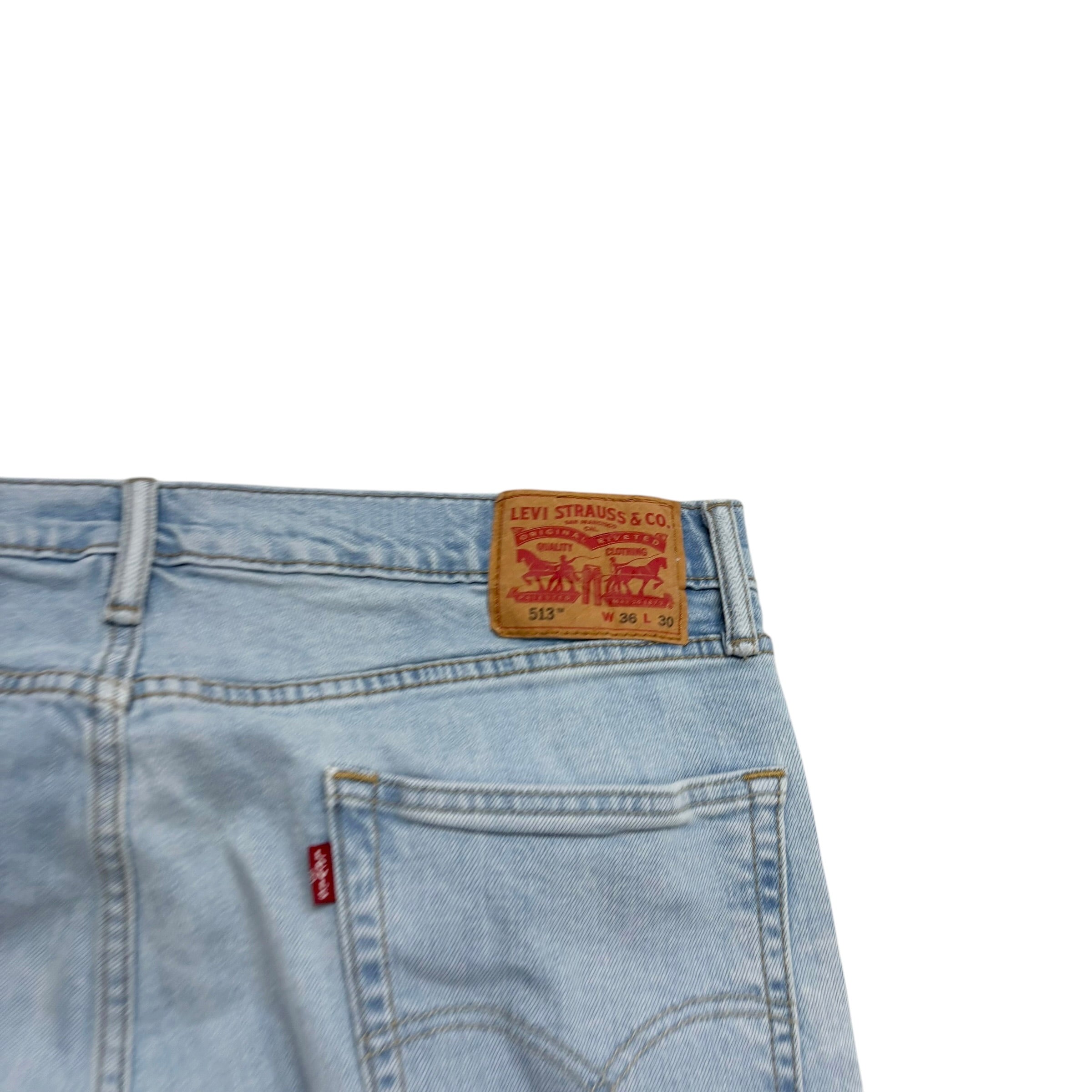 Levis 513 Jeans W36 L30 Mens Light Blue Slim Straight Fit Stretch Denim