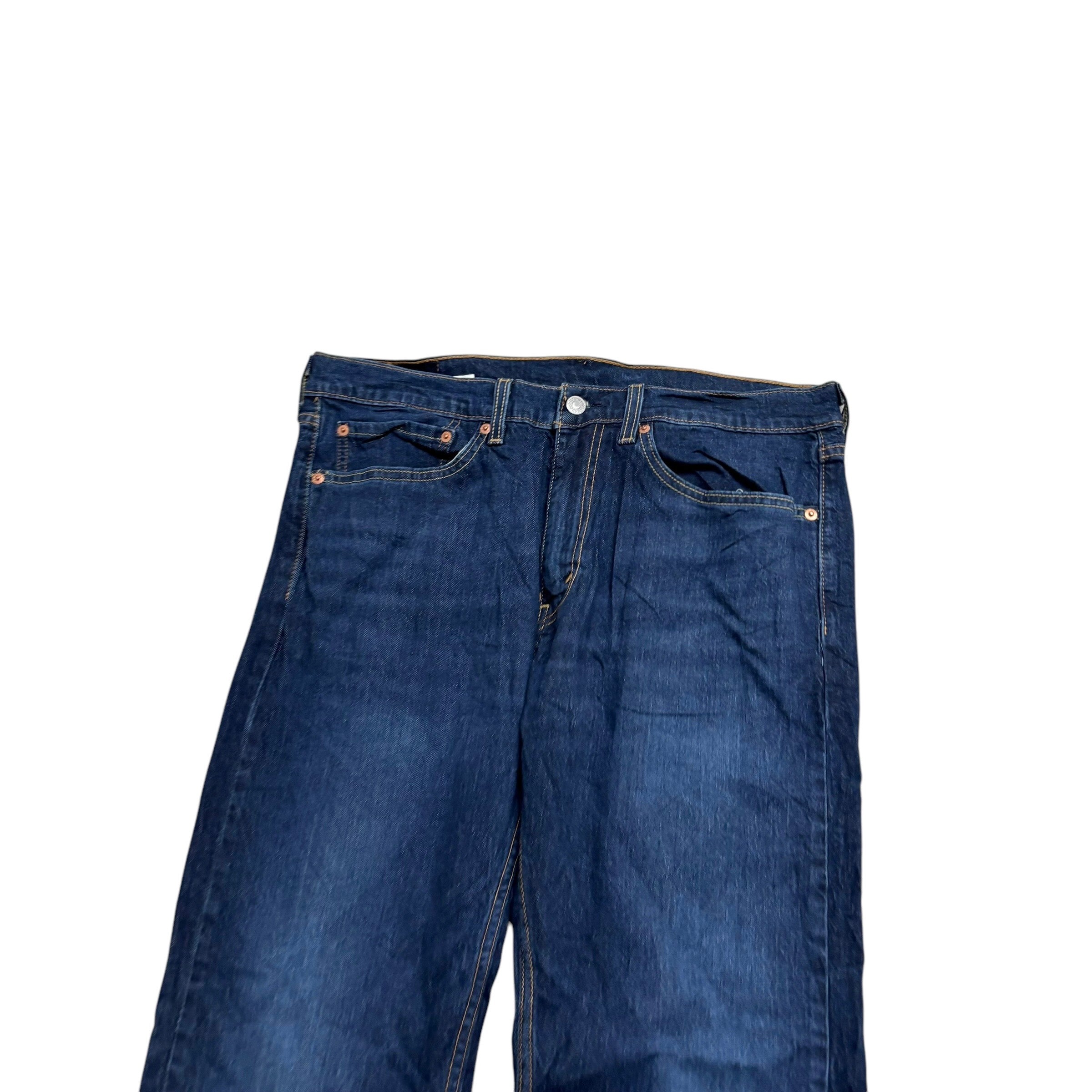 Levis 505 Jeans W34 L29 Mens Dark Blue Regular Straight Fit Stretch Denim (E)