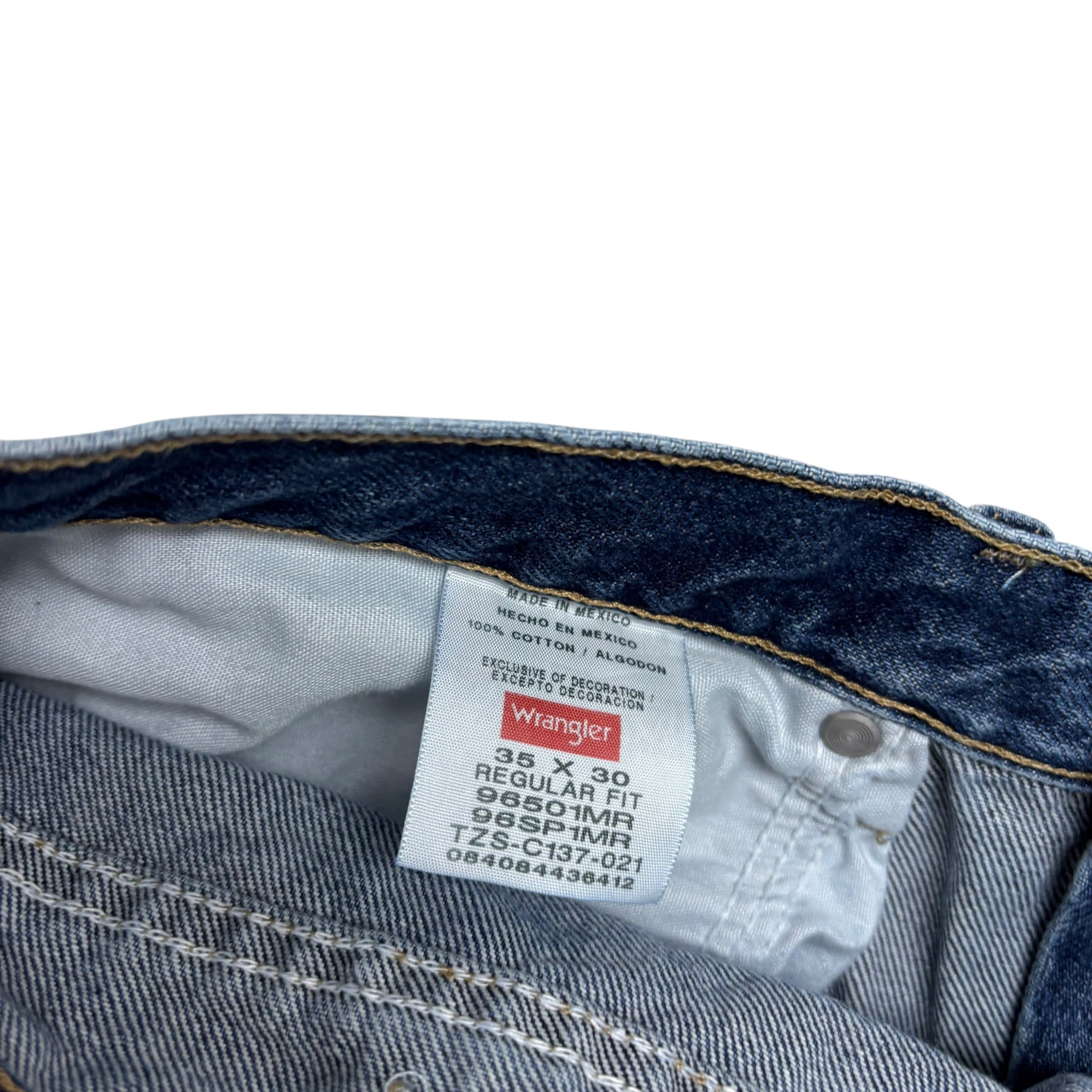 Wrangler Jeans W34 L30 Mens Dark Blue Regular Straight Fit Denim (E)