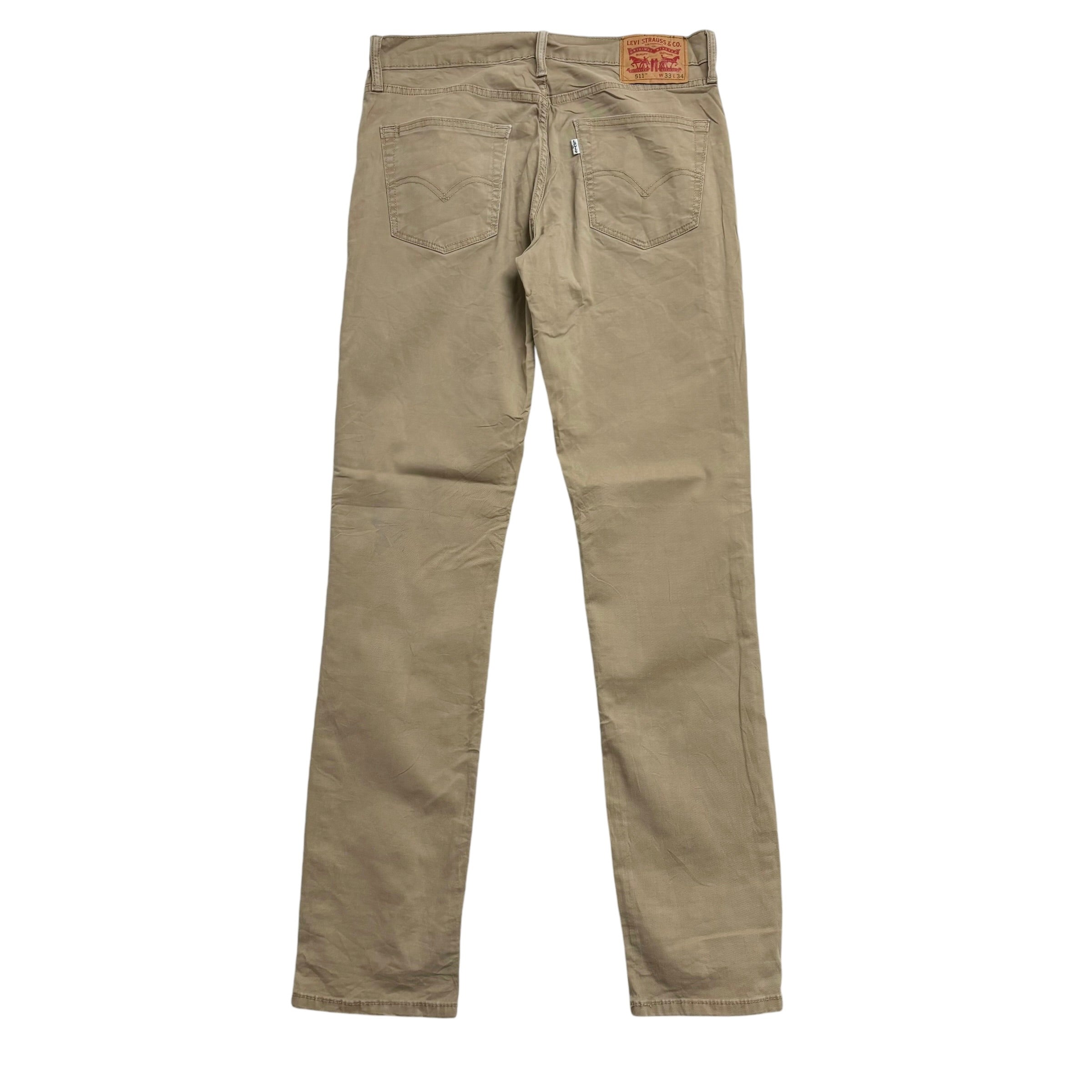 Levis 511 Trousers W33 L34 Mens Beige Tan Slim Fit Cotton Pants