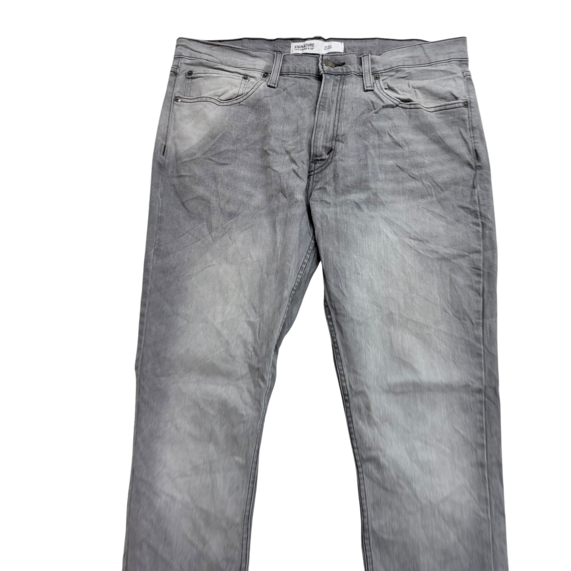Levis Signature Jeans W36 L32 Mens Grey Slim Fit Stretch Denim (E)