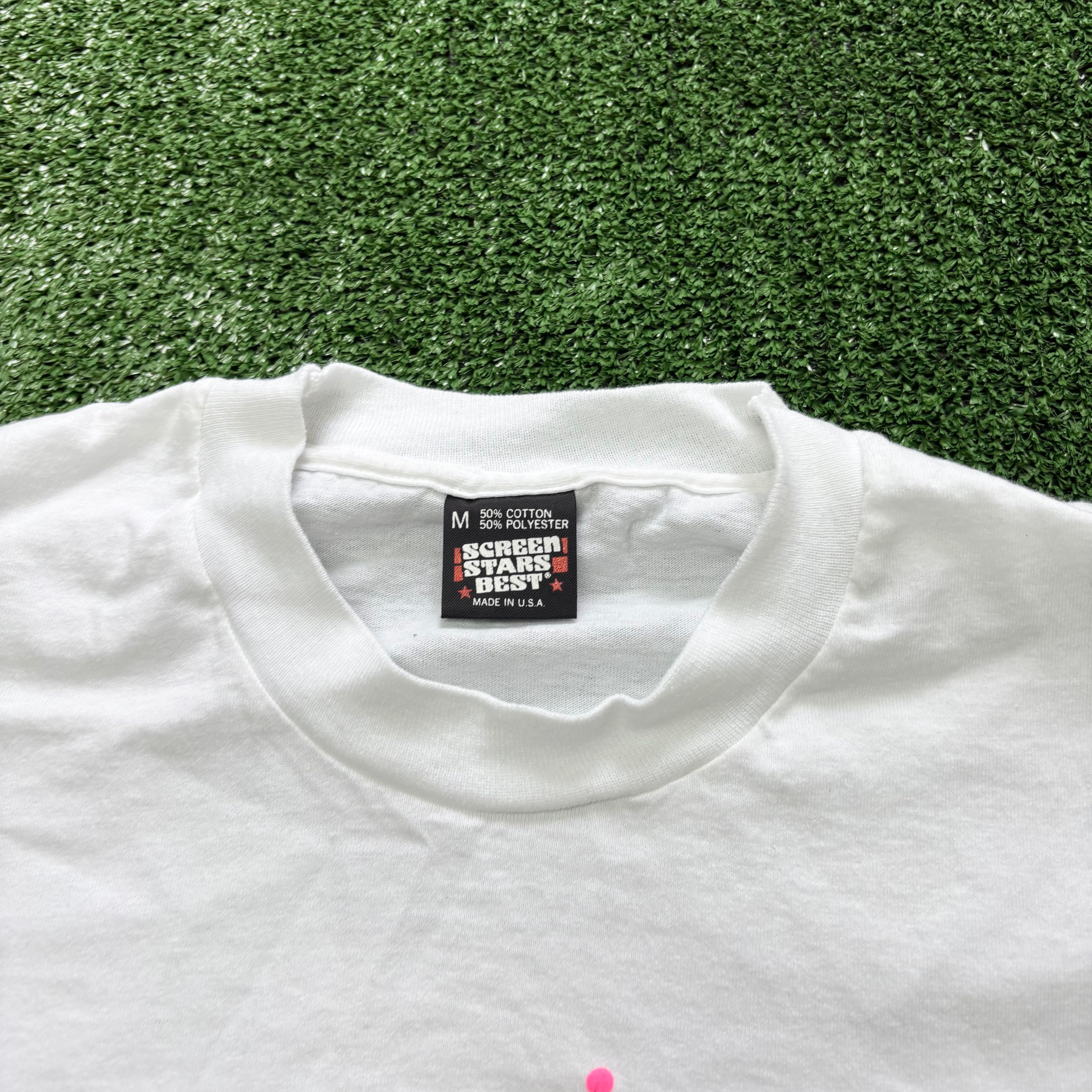 Vintage T Shirt Mens Small White Single Stitch Graphic Print 90s USA Funny