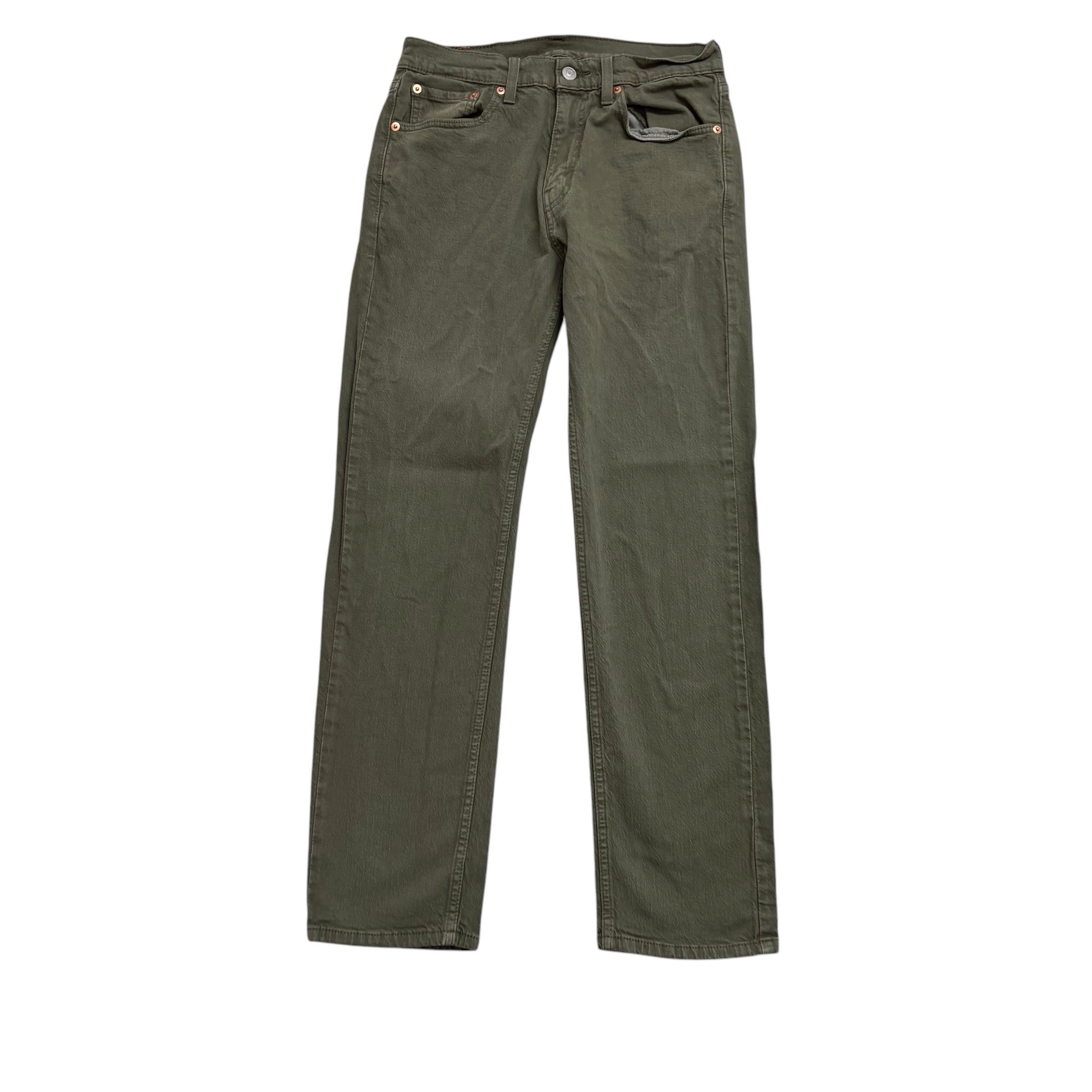 Levis 505 Jeans W29 L30 Mens Green Olive Regular Straight Fit Stretch Denim (E)