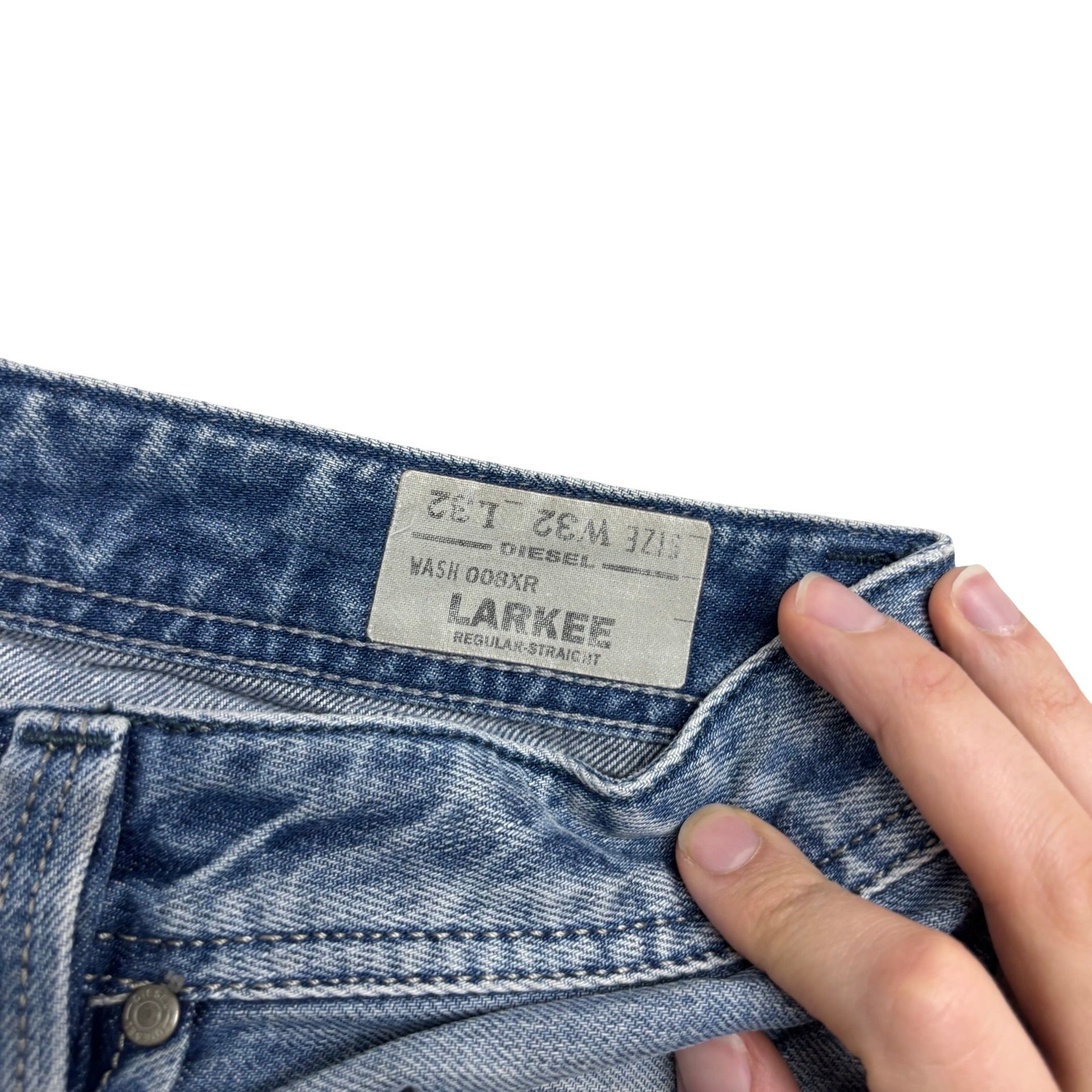 Diesel Larkee Jeans W32 L32 Mens Mid Blue Regular Straight Fit Denim