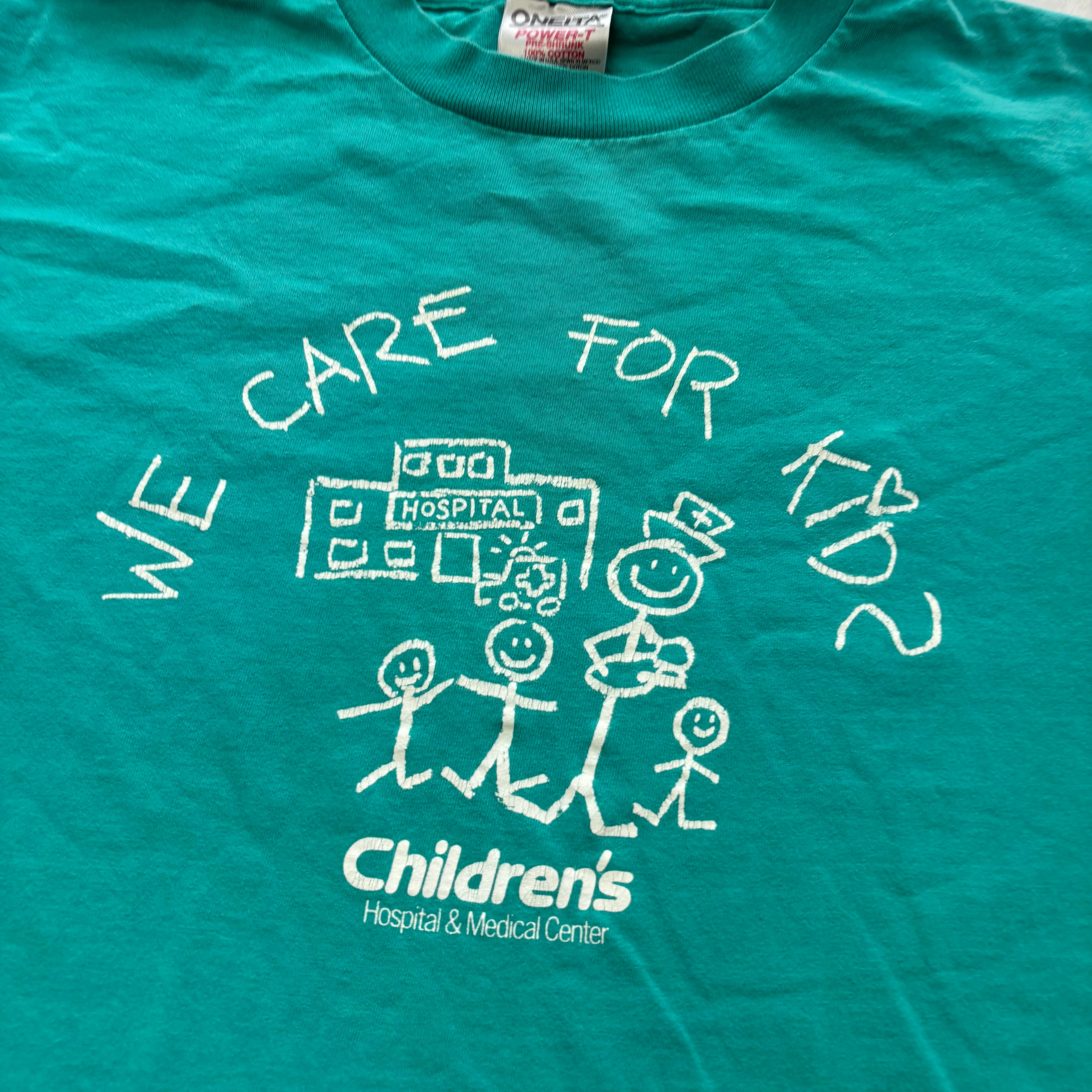Vintage T Shirt Mens XL Teal Green Single Stitch Graphic Print 90s USA (E)