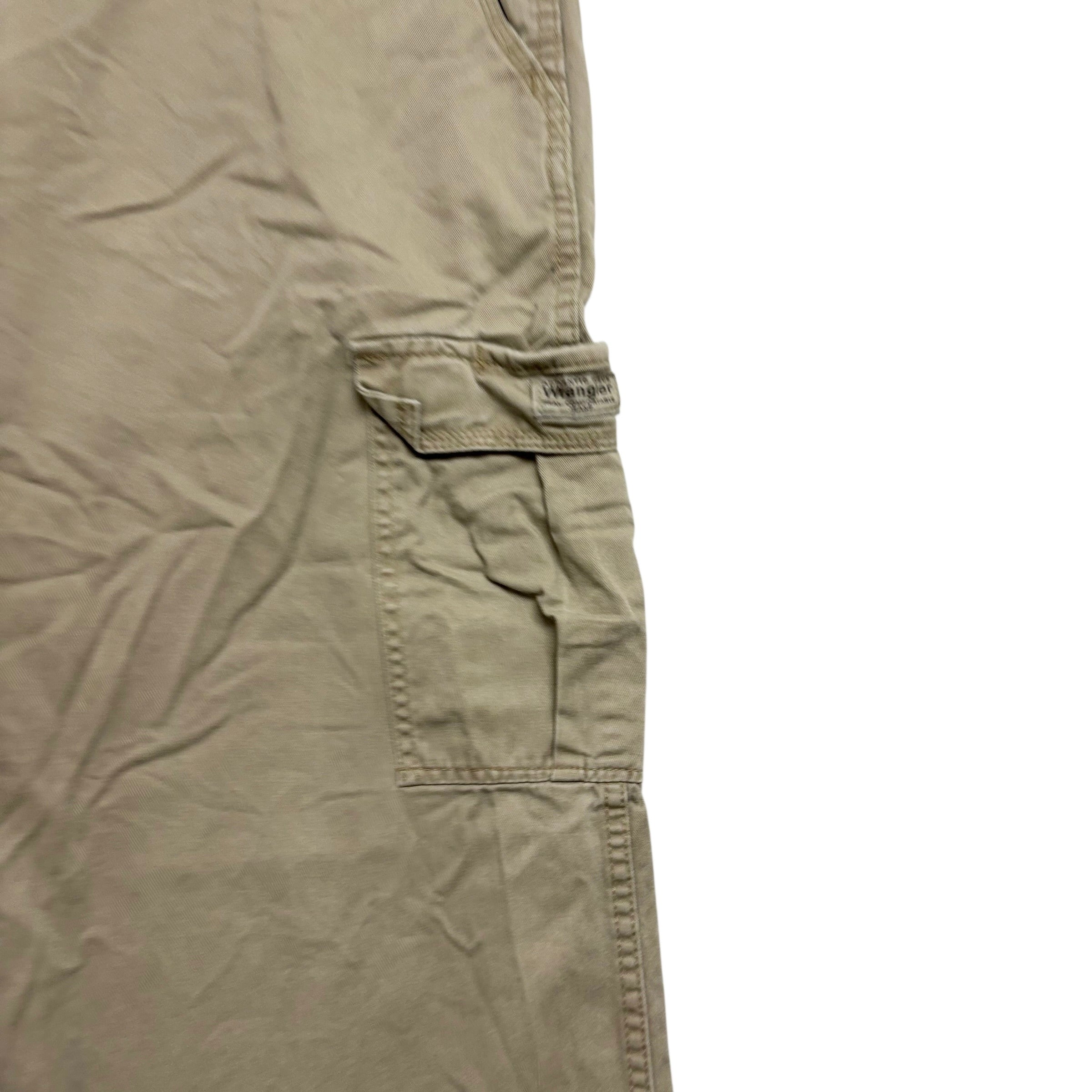 Wrangler Cargo Trousers W42 L32 Mens Beige Relaxed Baggy Fit Pants (E)