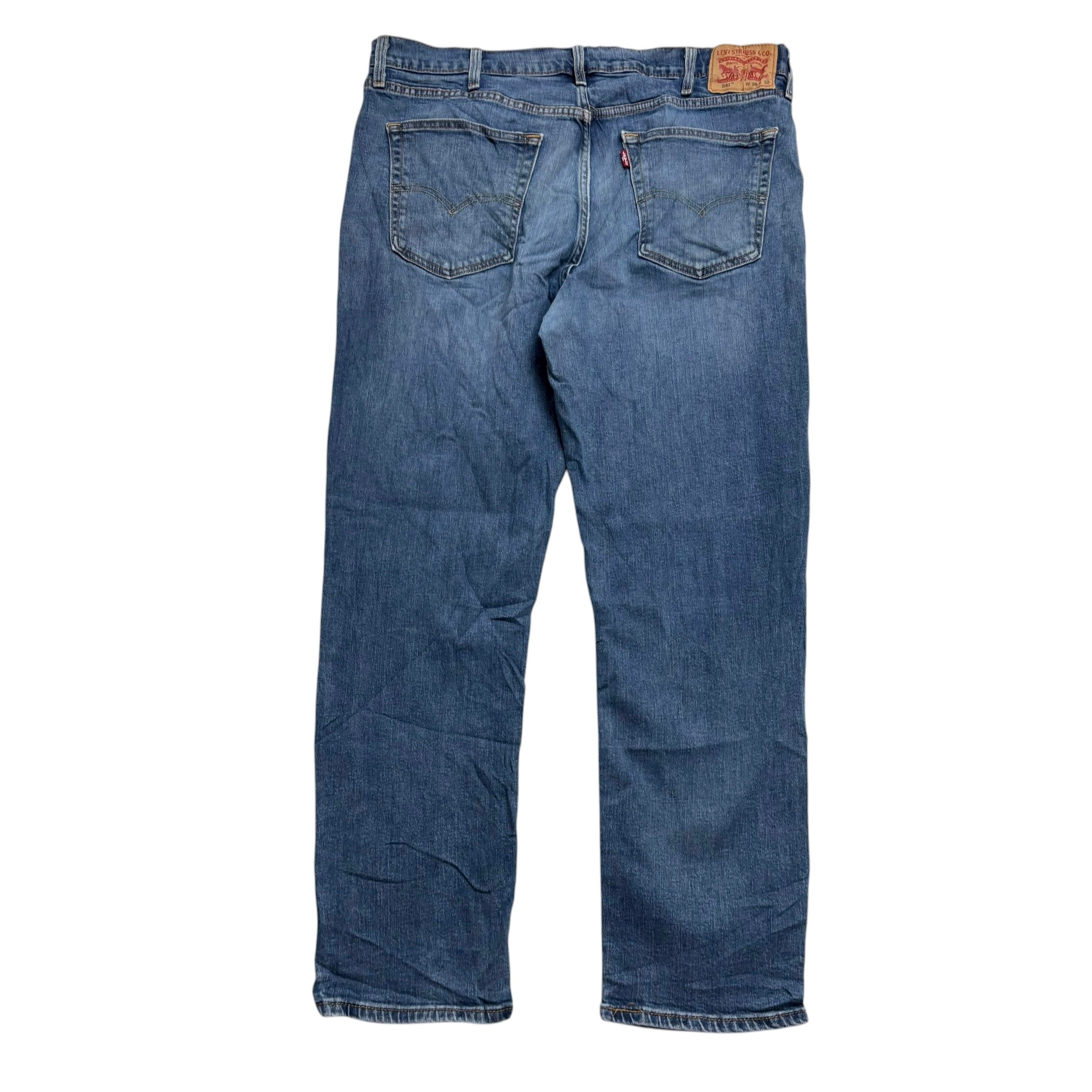 Levis 541 Jeans W38 L30 Mens Mid Blue Athletic Tapered Fit Stretch Denim (E)