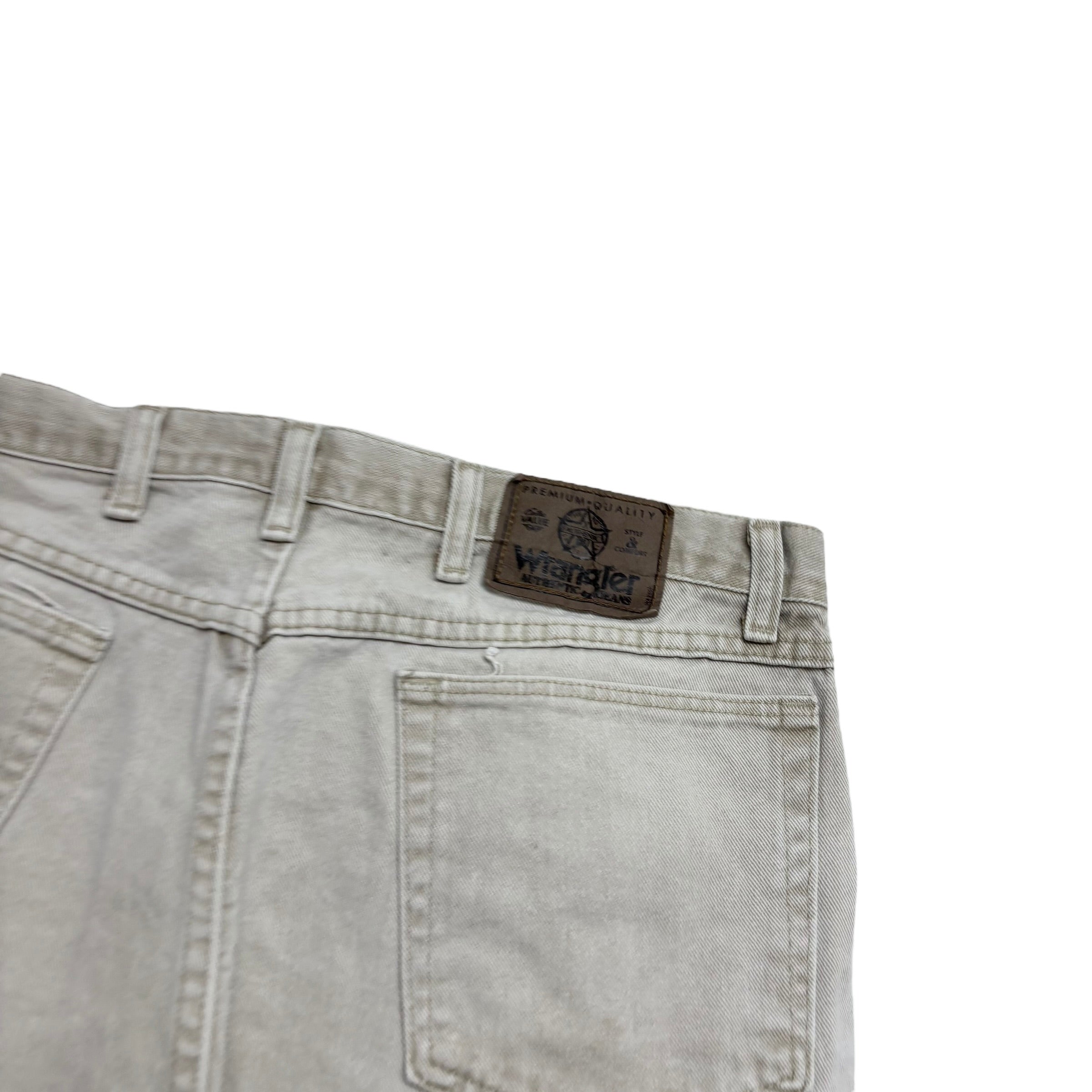 Wrangler Jeans W34 L31 Mens Cream Relaxed Tapered Fit Vintage Denim