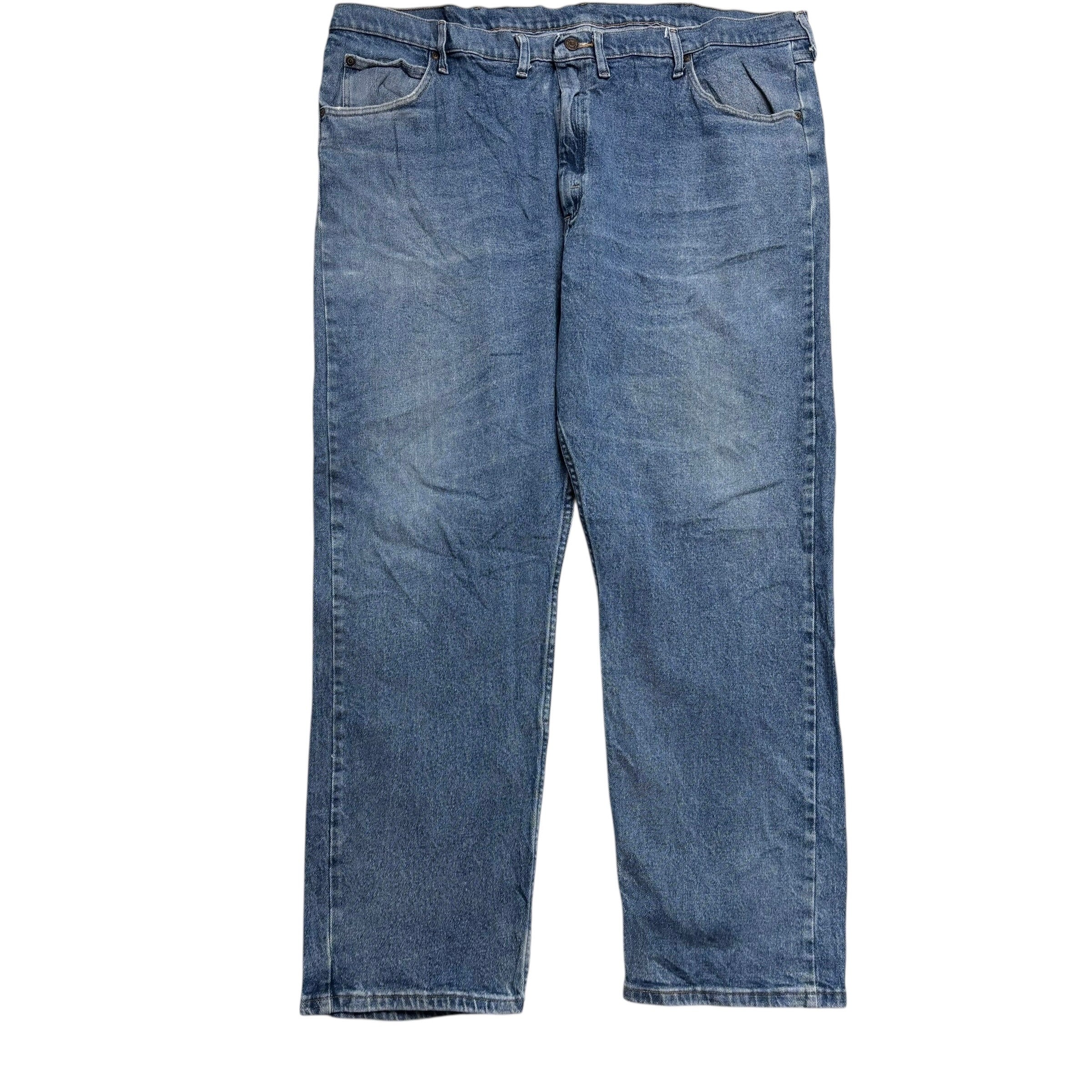 Wrangler Jeans W46 L32 Mens Mid Blue Relaxed Straight Fit Stretch Denim (E)