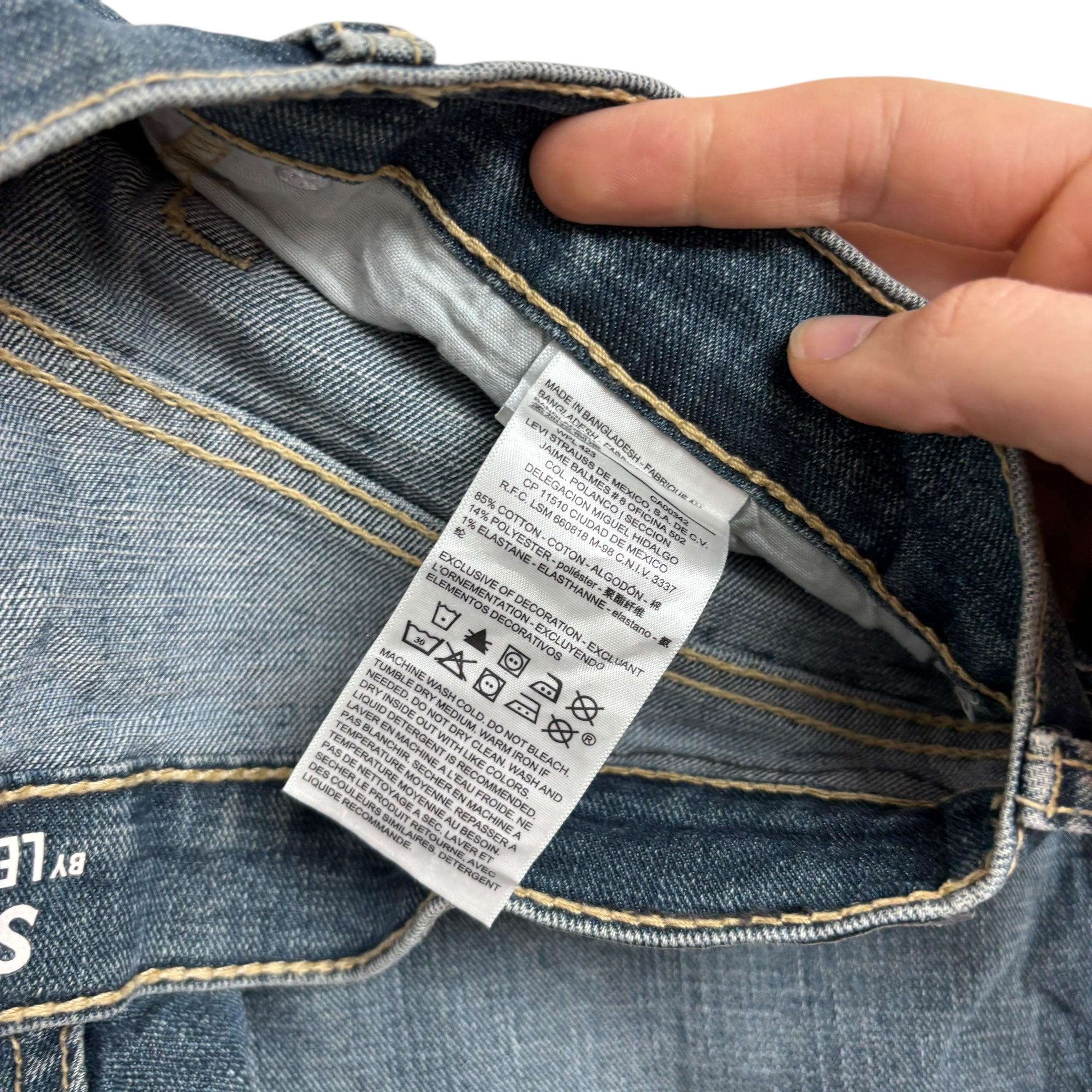 Levis Signature Jeans W36 L34 Mens Mid Blue Relaxed Straight Stretch Denim (E)