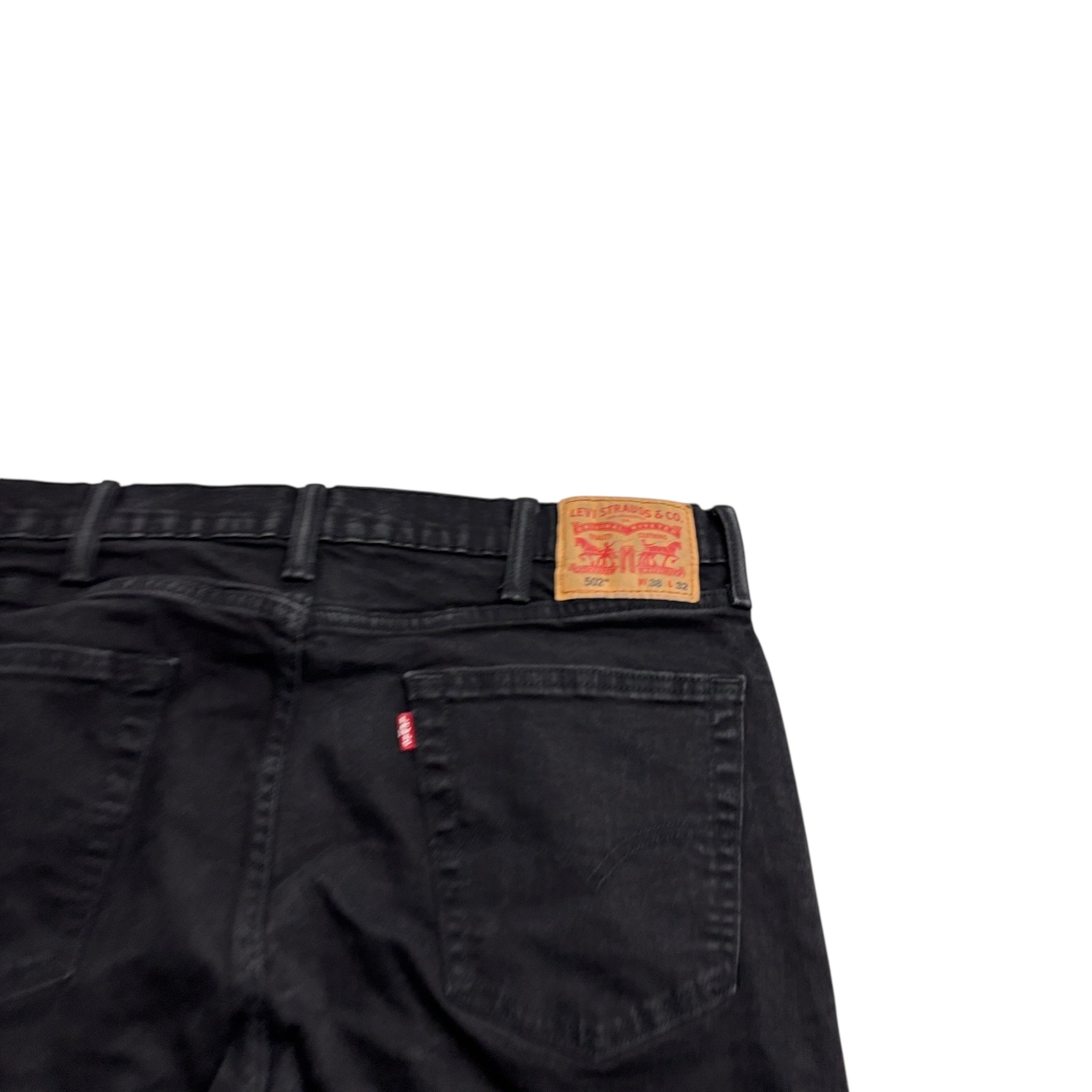 Levis 502 Jeans W36 L31 Mens Black Regular Tapered Fit Stretch Denim (E)