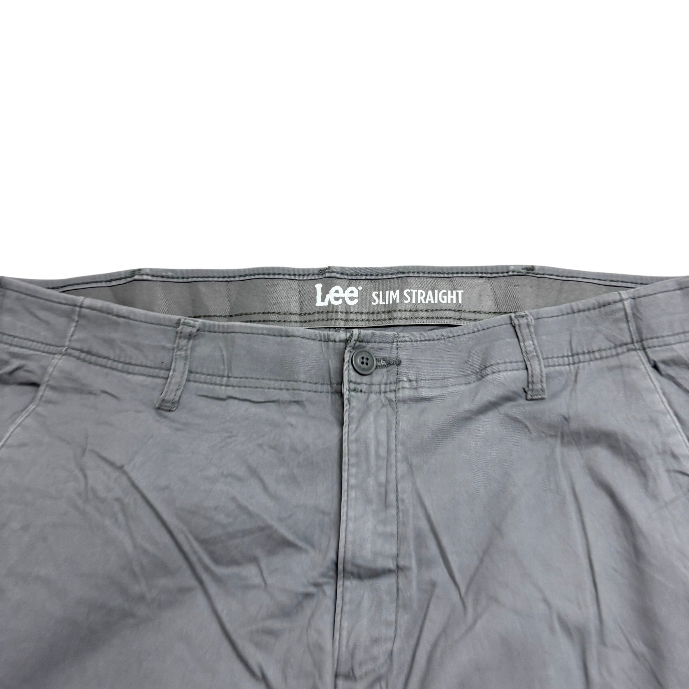 Lee Trousers W42 L30 Mens Grey Slim Straight Fit Stretch Pants (E)